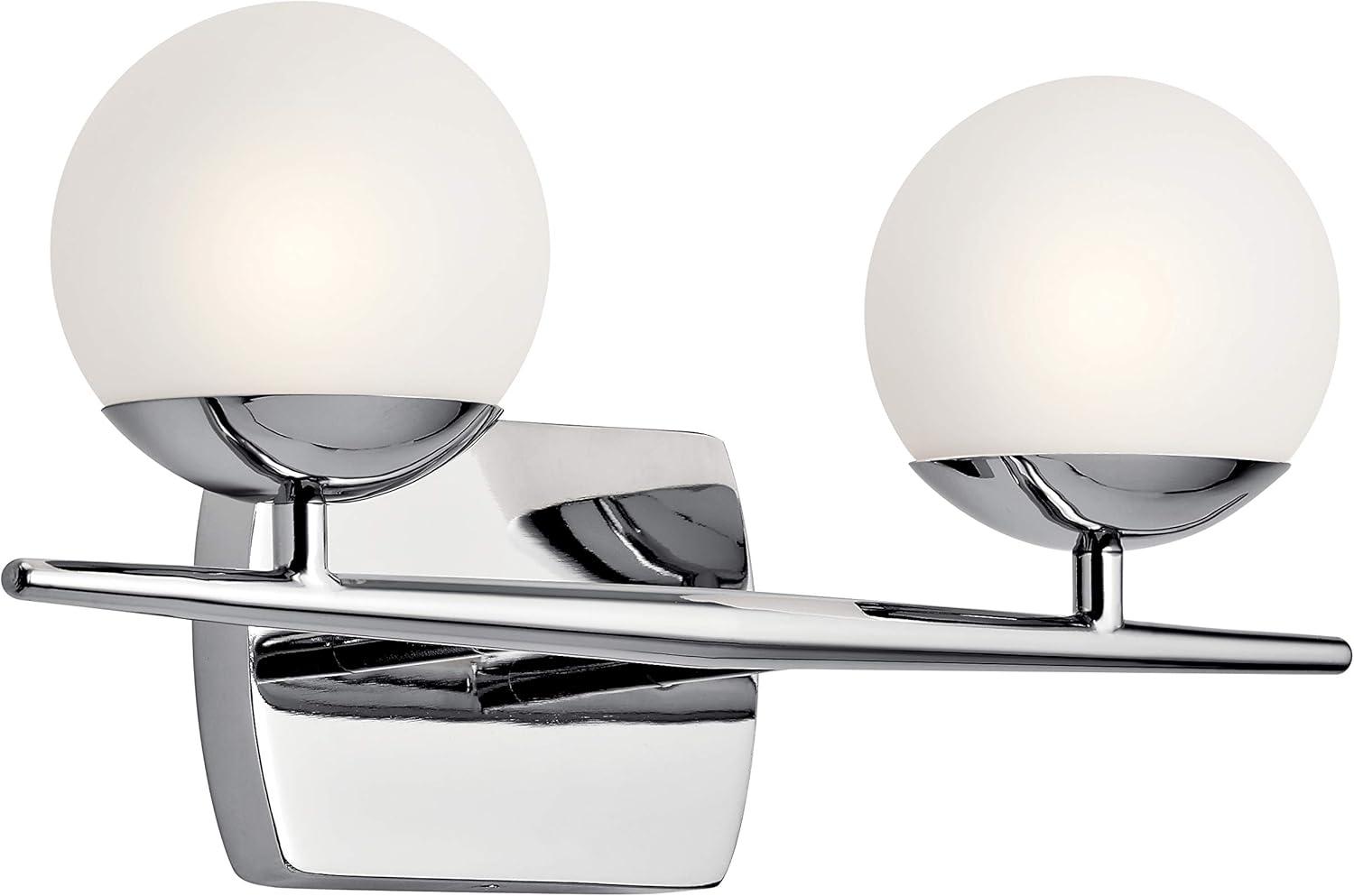 Jasper 16.5'' Chrome and White Globe Vanity Light