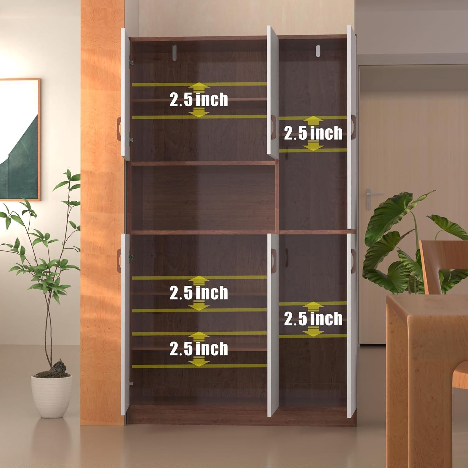 70" Tall Kitchen Pantry Cabinet, Kitchen Storage Cabinet with 6 Doors