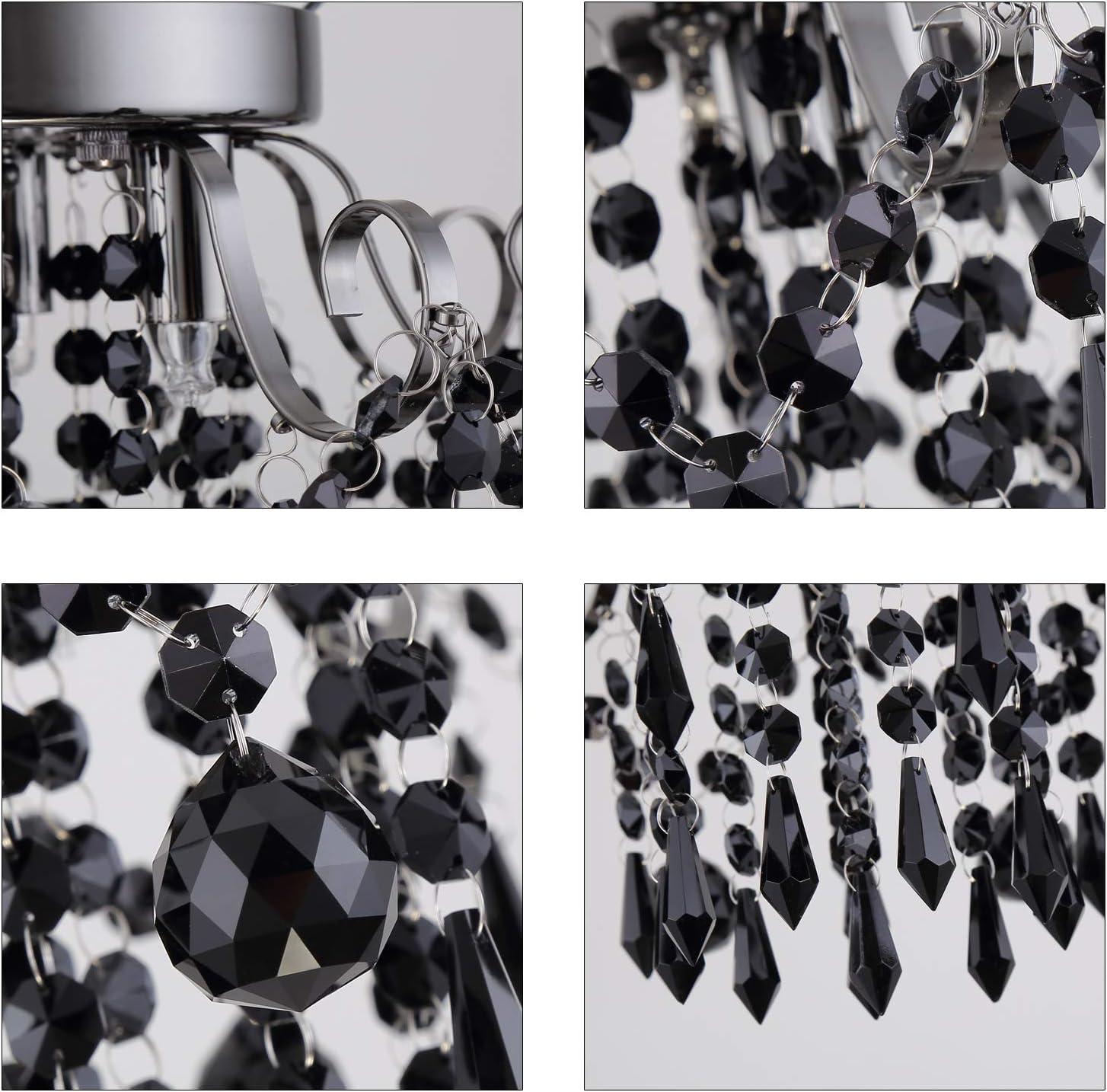 Q&S Small Crystal Chandelier Flush Mount Ceiling Light 3 Lights Modern Chrome Iron Raindrop Crystal Ceiling Fixture for Bedroom Hallway Closet Entryway Stairs