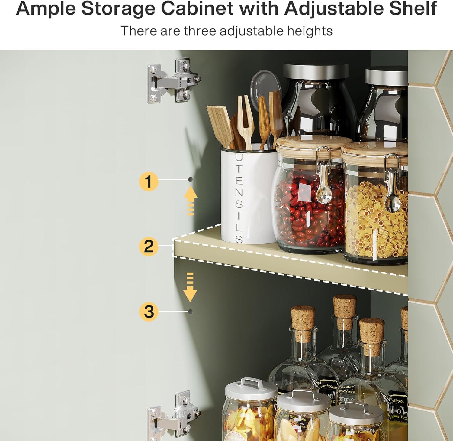 Tribesigns Sideboard Buffet Cabinet Set of 2, Modern Buffets Storage Cabinets with Adjustable Shelves, Wooden Credenza Accent Cabinet for Kitchen, Living Room, Entryway (Light Green)