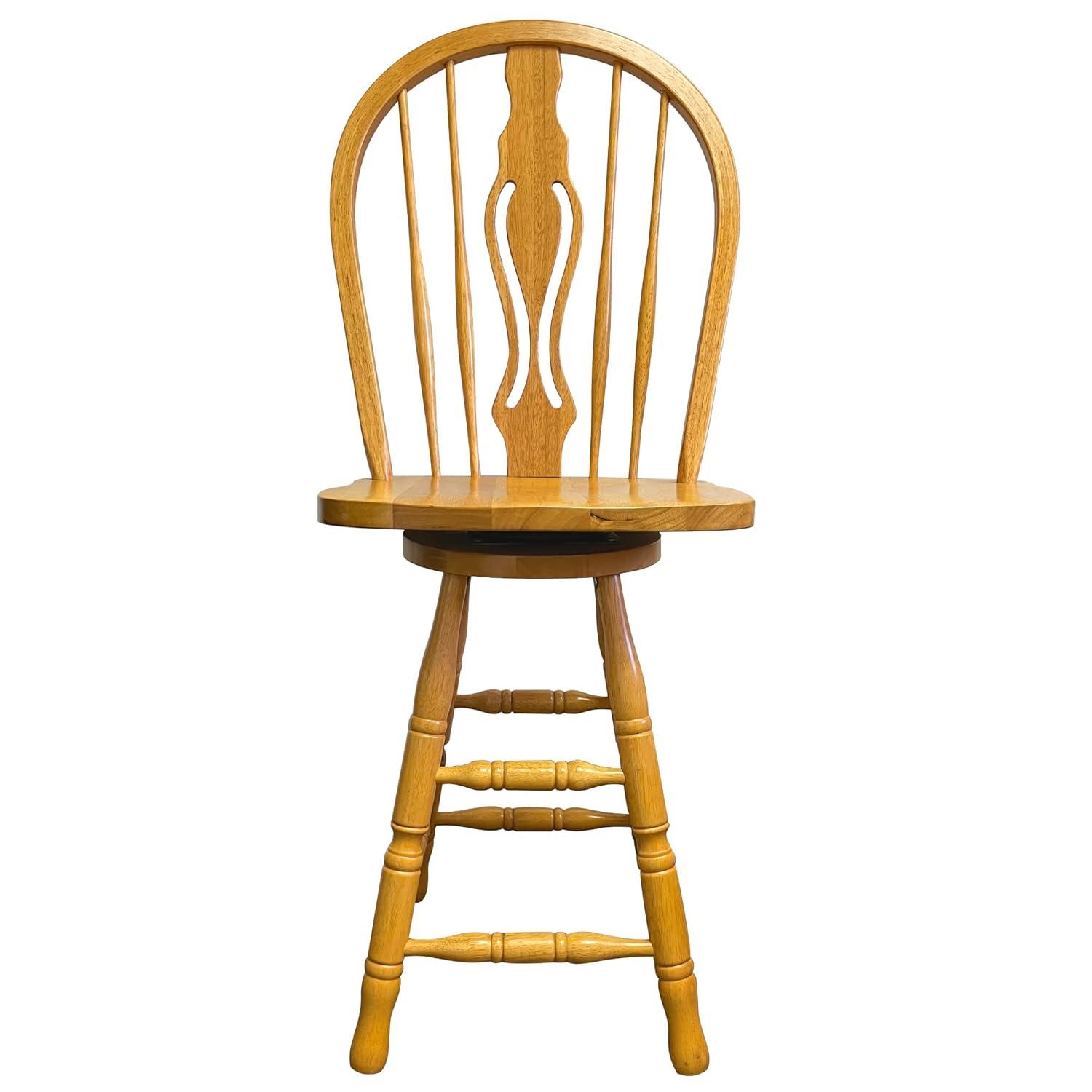 Sunset Trading Oak Selections Keyhole 24" Wood Barstool/Counter Stool in Oak