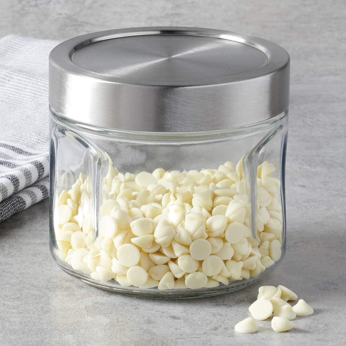 Clear Glass Stackable Jar Set with Stainless Steel Lids, 3 Piece