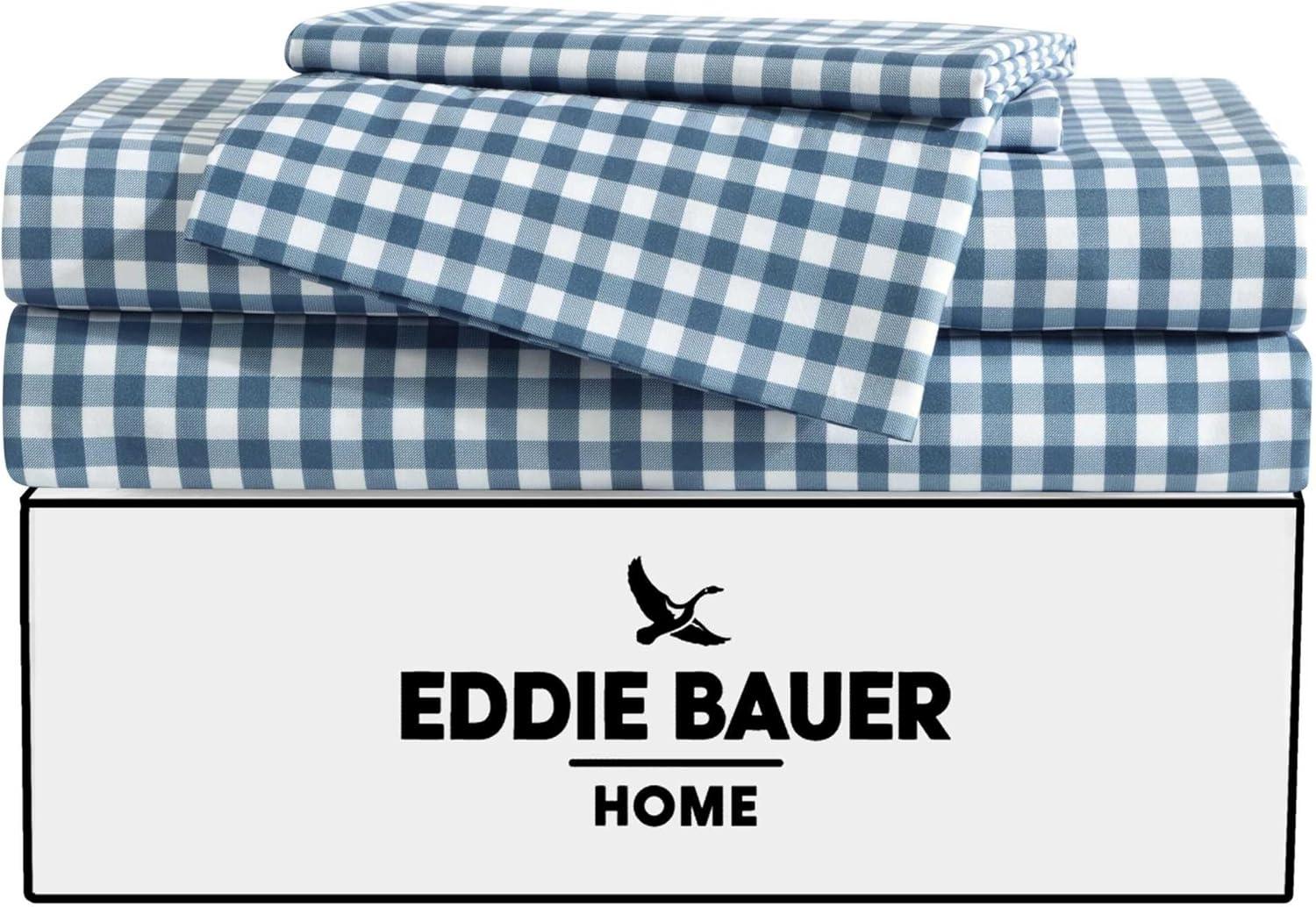 Eddie Bauer Preston Check Blue Twin Xl Sheet Set
