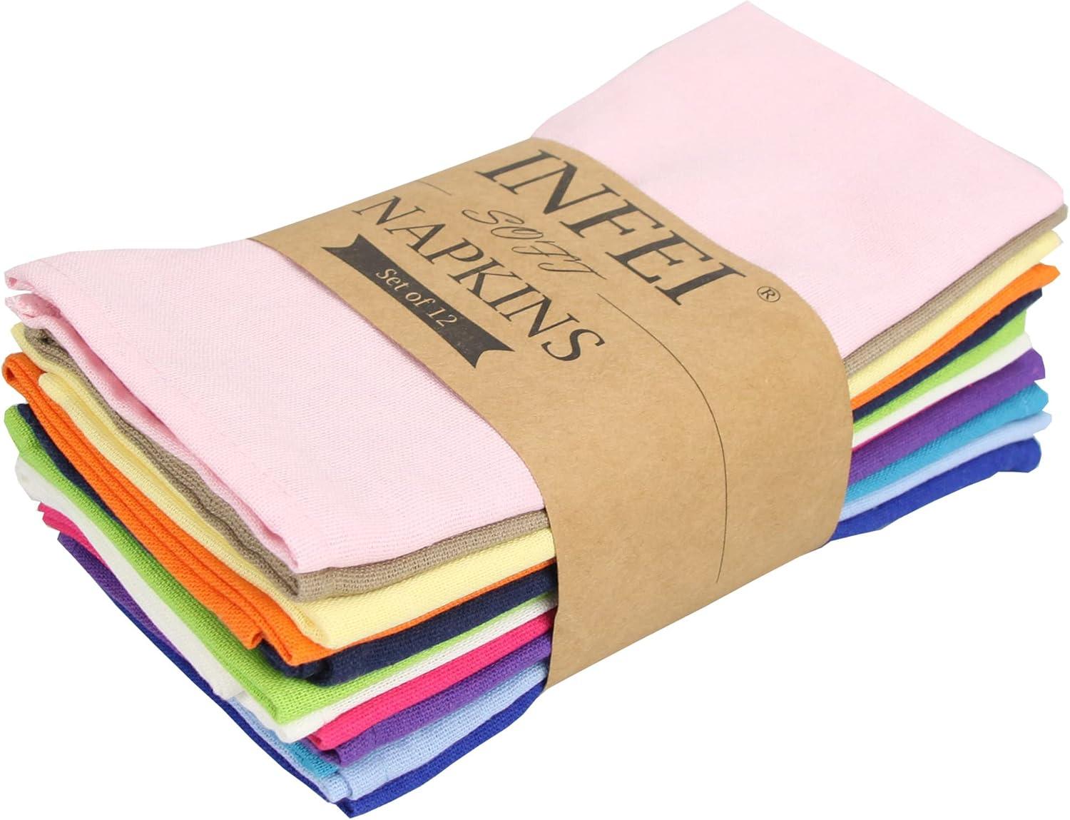 Multicolor Cotton Linen Blended Cloth Napkins Set of 12