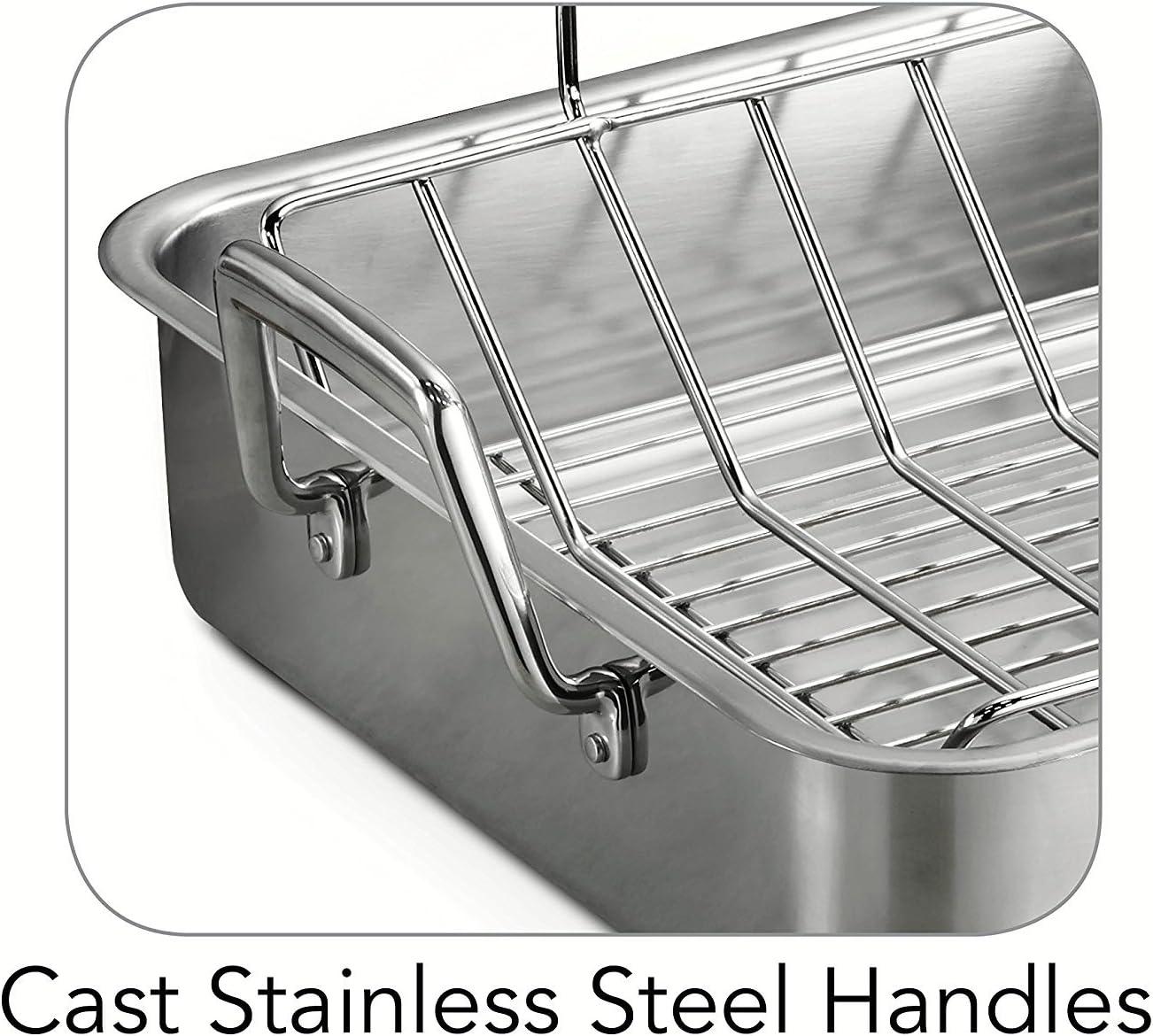 16.5" Stainless Steel Deep Roasting Pan with V-Rack