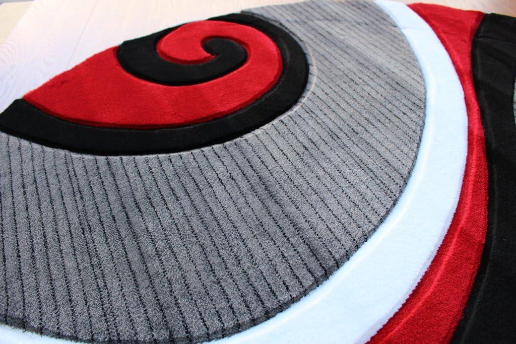 Masada Rugs Sophia Collection 8'x8' Round Modern Contemporary Hand Sculpted Area Rug in Red