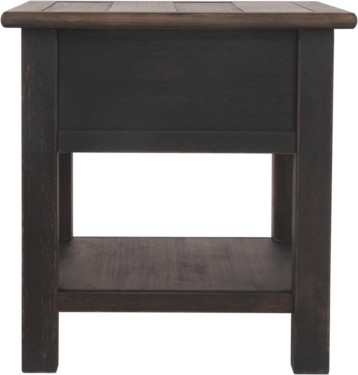 Tyler Creek End Table Grayish Brown/Black - Signature Design by Ashley: Mid-Century Modern, Wood Legs, Storage Shelf