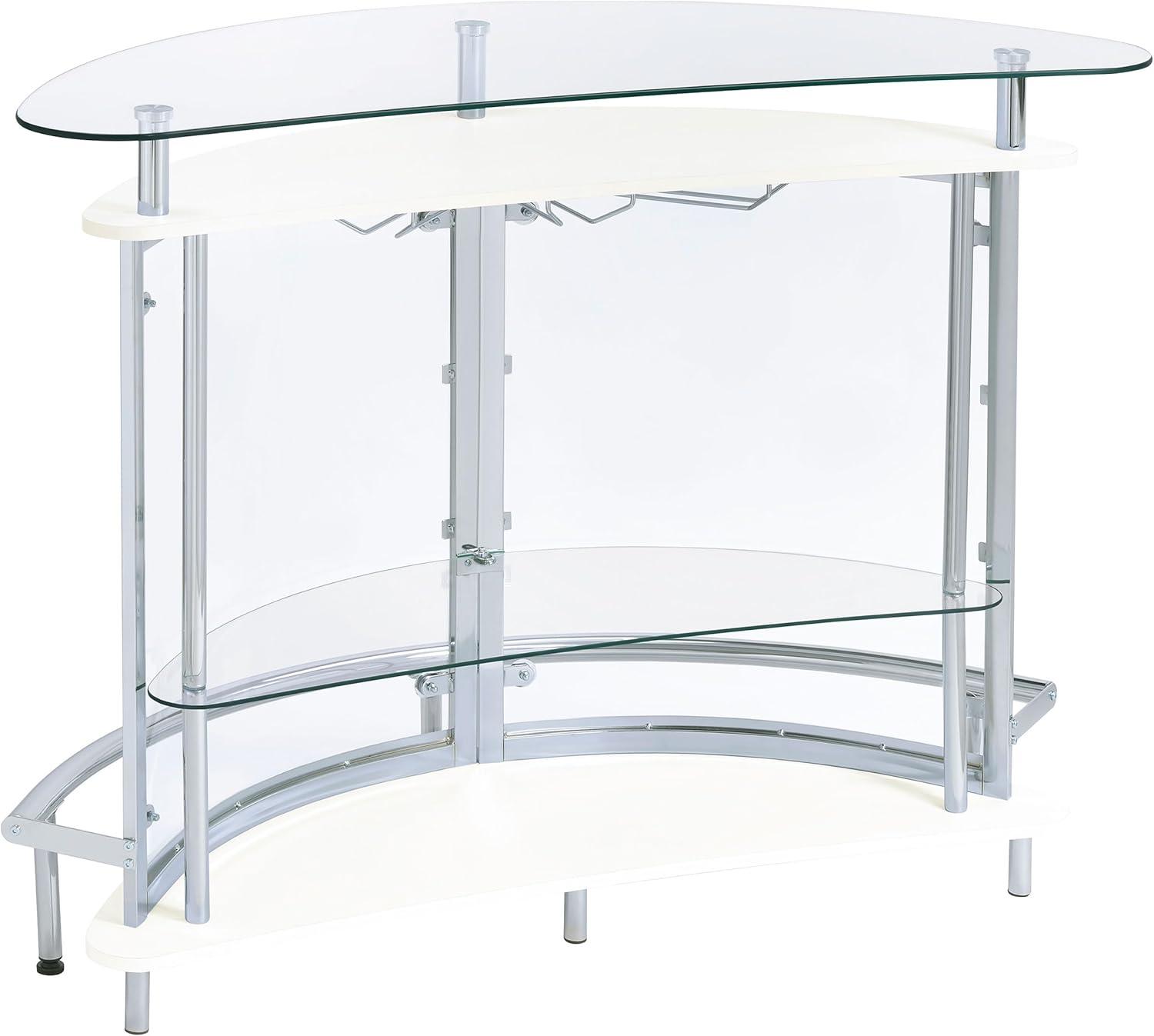 Coaster Amarillo Modern 2 Tier Home Bar Cabinet White/Chrome
