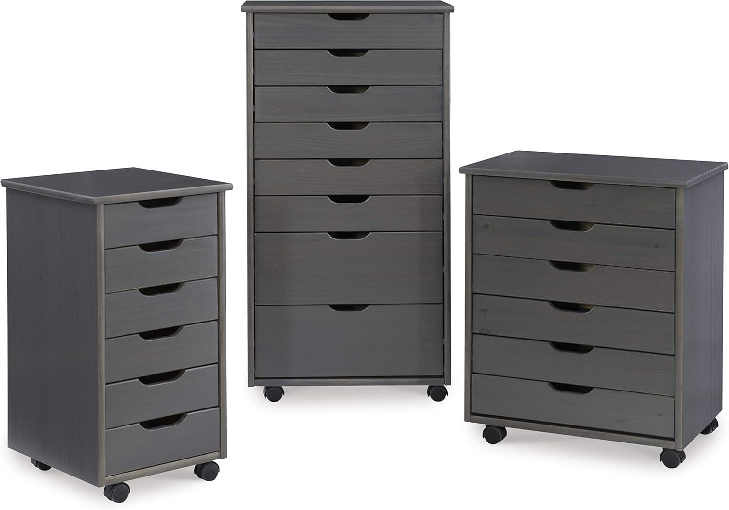 Corinne Grey Six Drawer Rolling Storage Cart