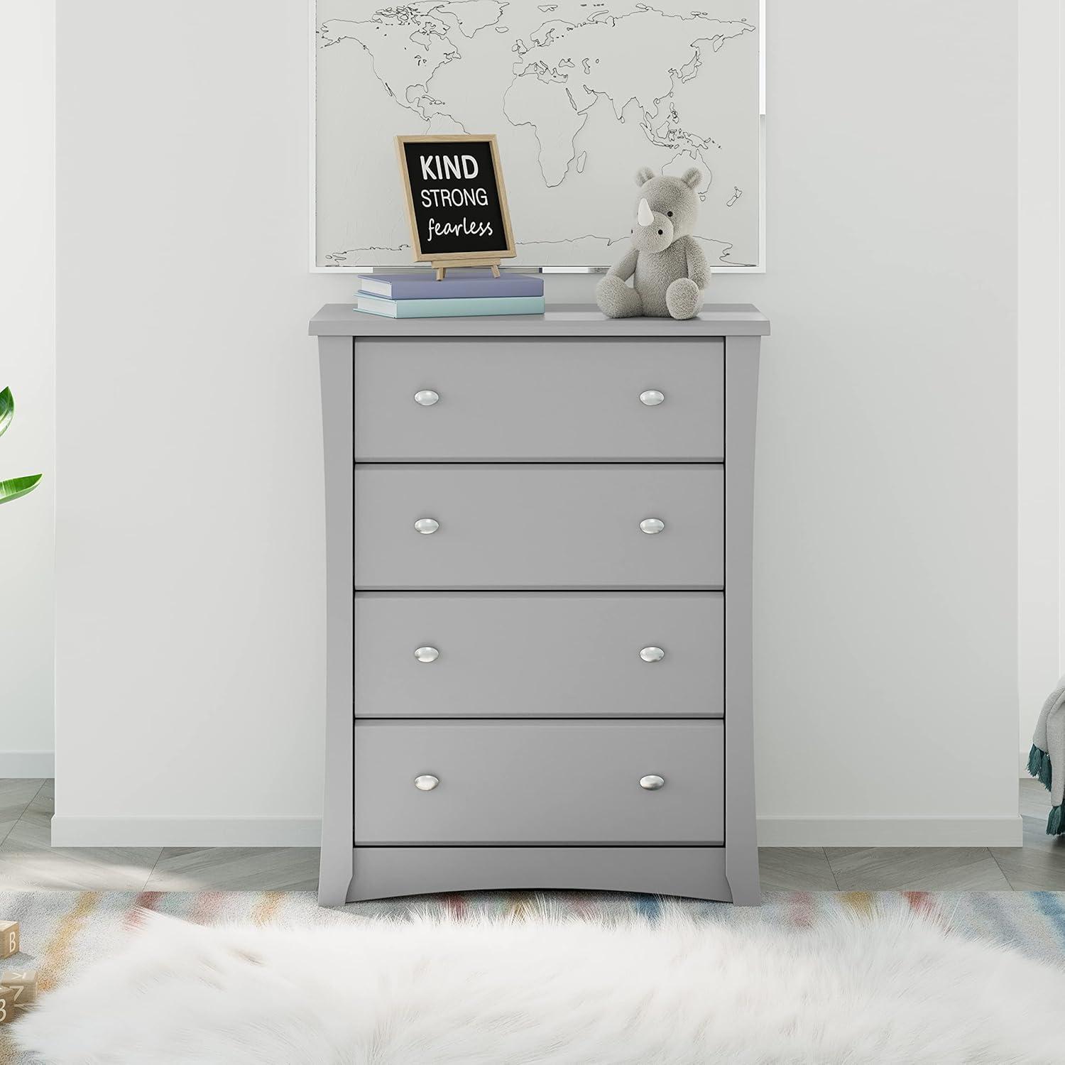 Storkcraft Crescent 4 Drawer Nursery Dresser, Pebble Gray