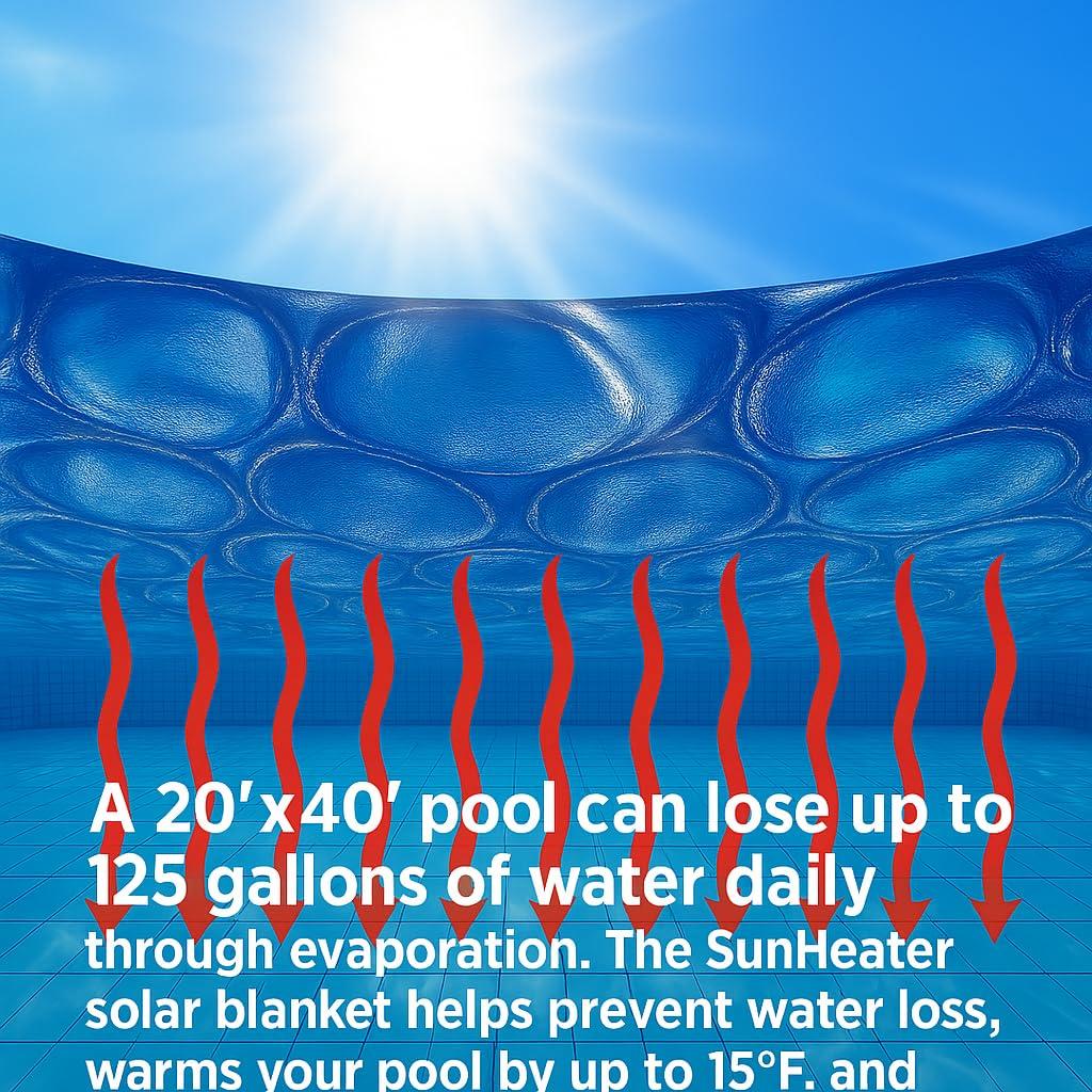 SunHeater Durable Trimmable Water Resistant Pool Covers, Blue, 14' x 28'