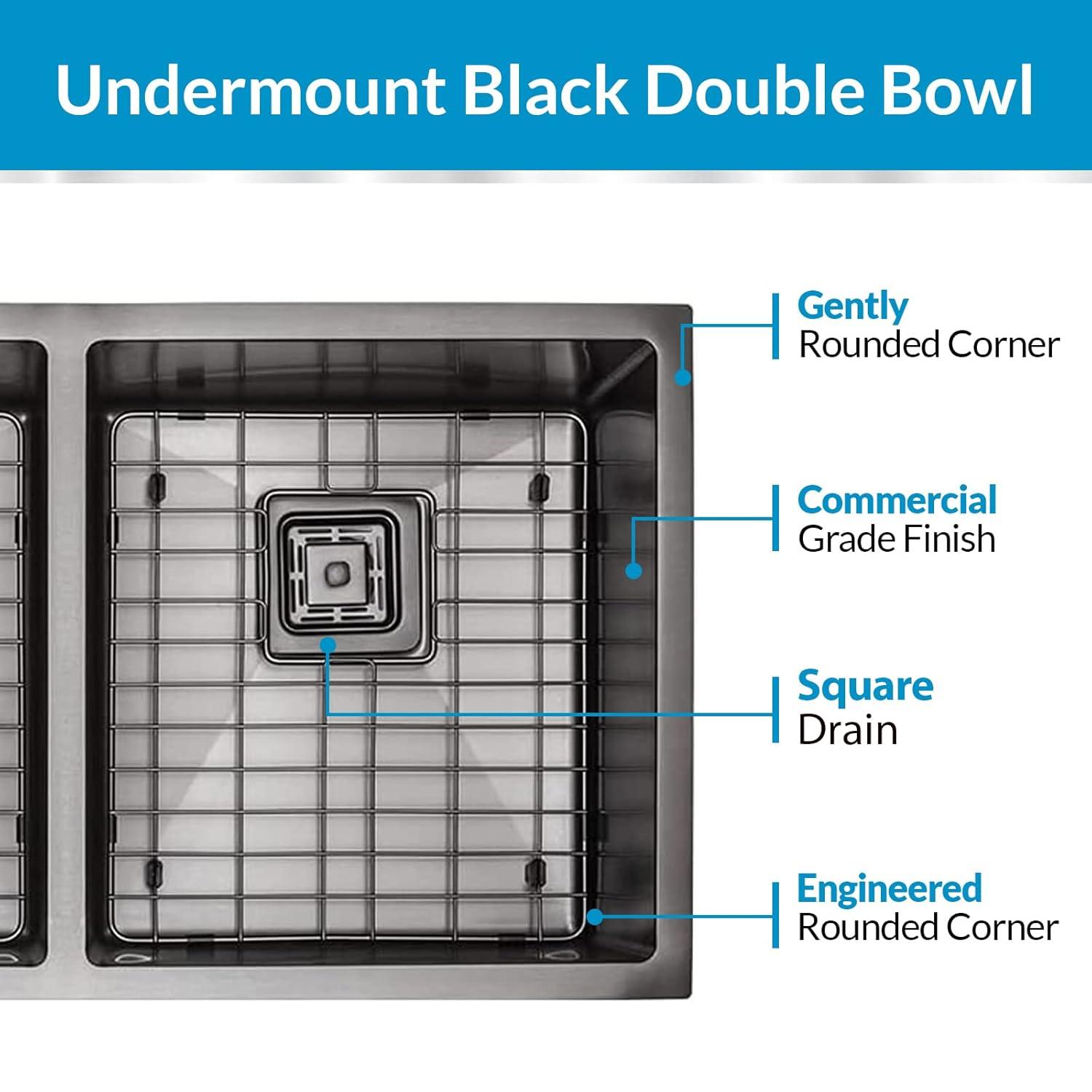 Brushed Stainless Steel 31 Inch Undermount Double Bowl Kitchen Sink