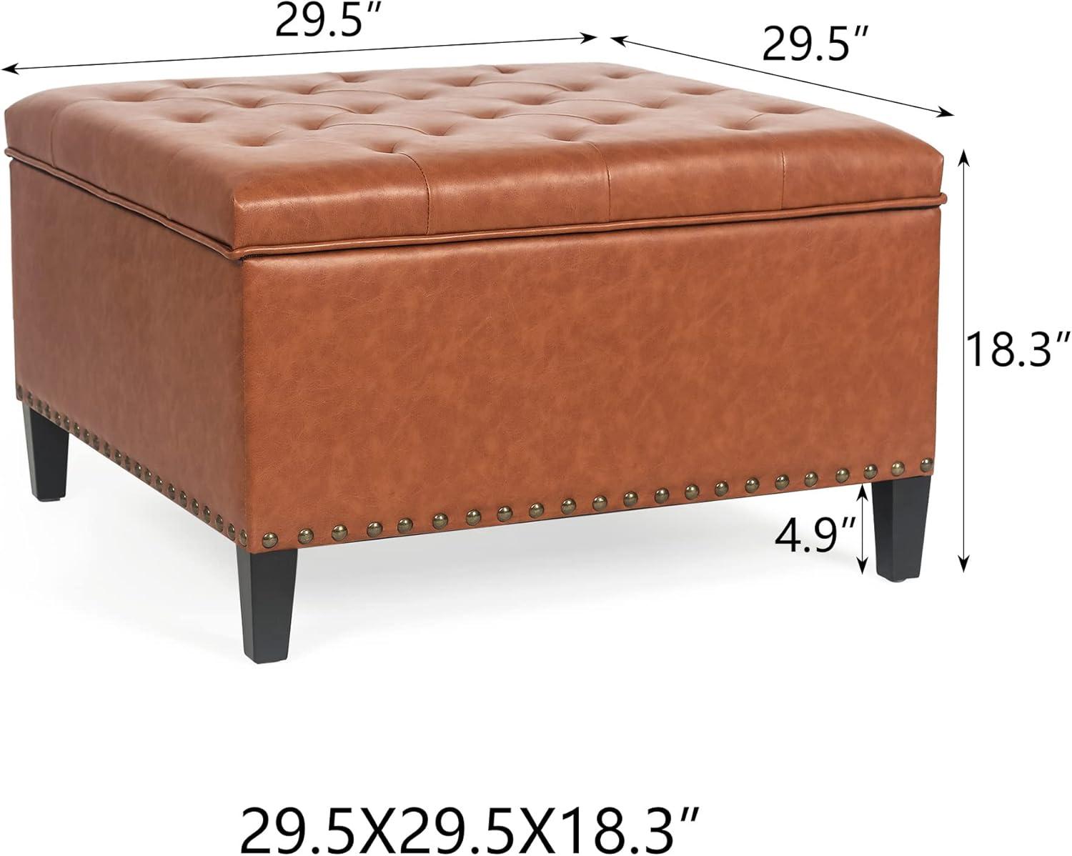 Homebeez Square Storage Ottoman Bench, Tufted Upholstered Coffee Table,Storage Ottomans Toy Box Footrest for Living Room