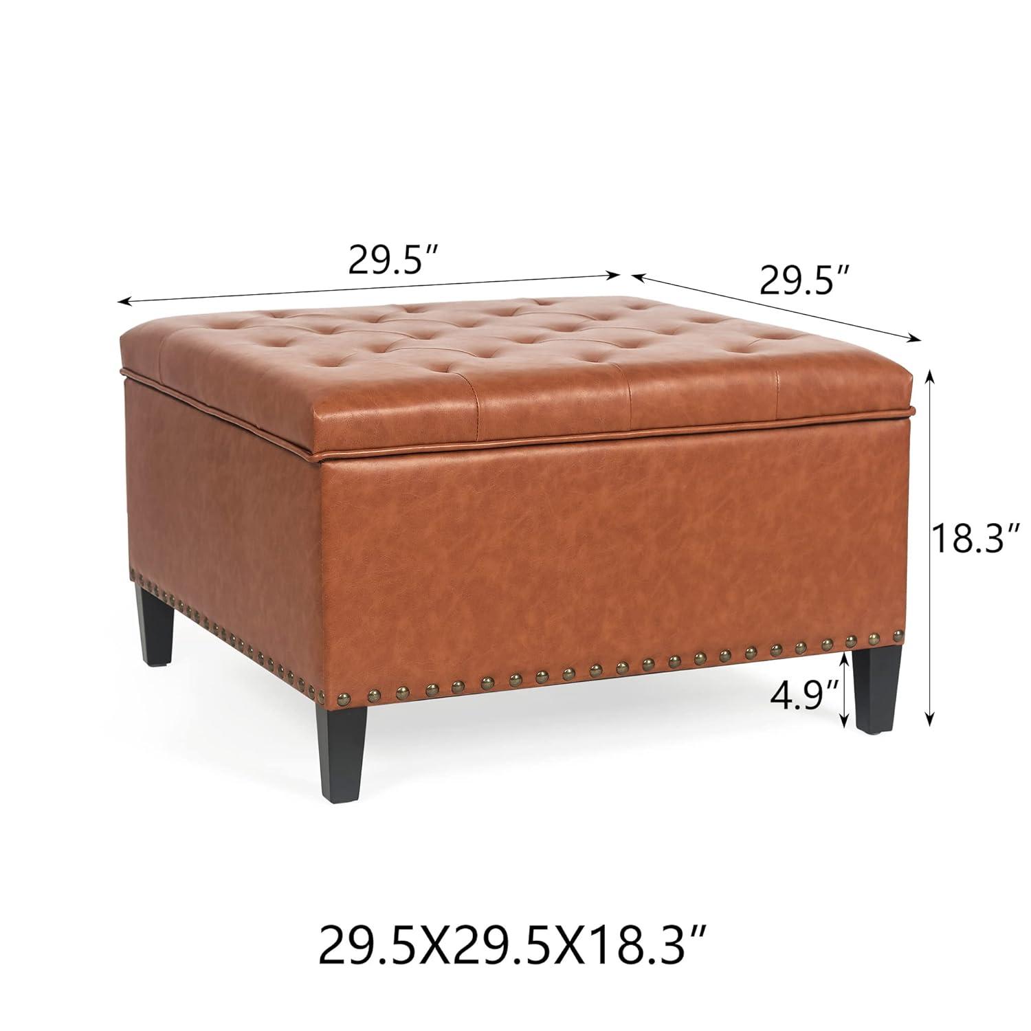 Adeco  Modern Square Fabric Upholstered Lift Top Storage Ottoman Bench