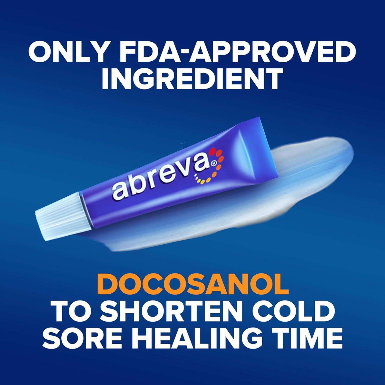 Abreva Docosanol 10% Cream Cold Sore/Fever Blister Treatment Tube - 0.07oz