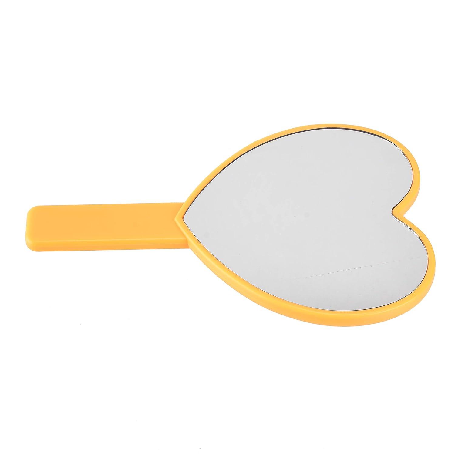 Heldig Heart-Shaped Travel Handheld Mirror, Cosmetic Hand Mirror with Handle