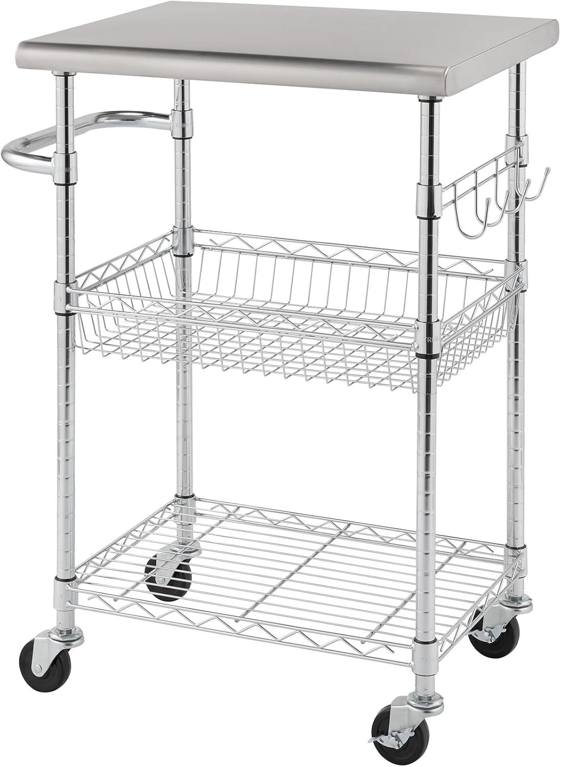 TRINITY EcoStorage® 24" Stainless Steel Kitchen Cart, NSF - Chrome