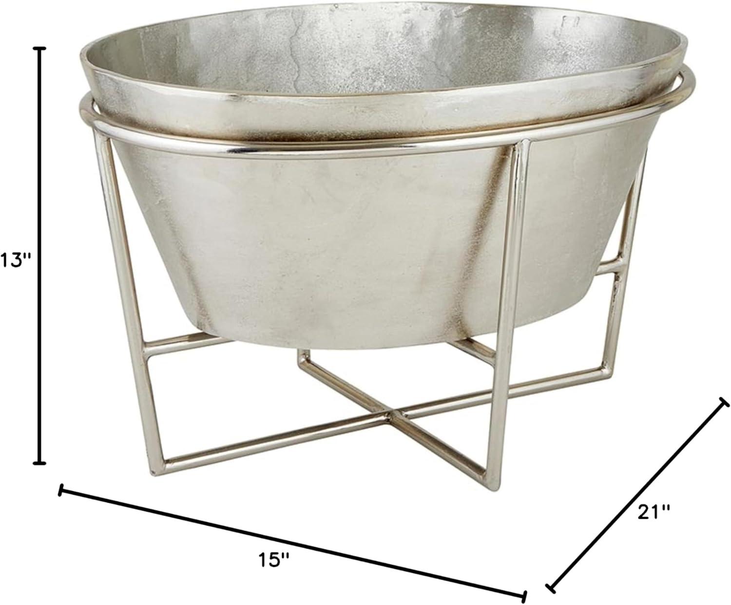 Large Silver Aluminum Champagne Bucket with Stand