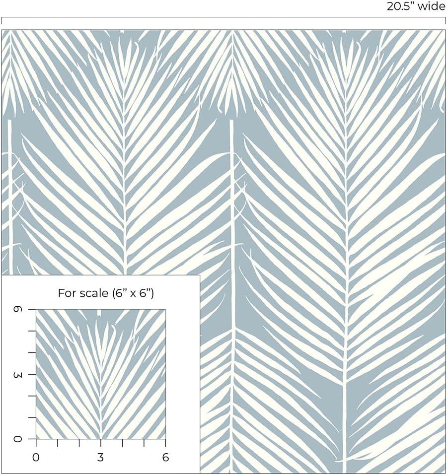 Seabrook Designs Light Blue Palm Silhouette Prepasted Wallpaper