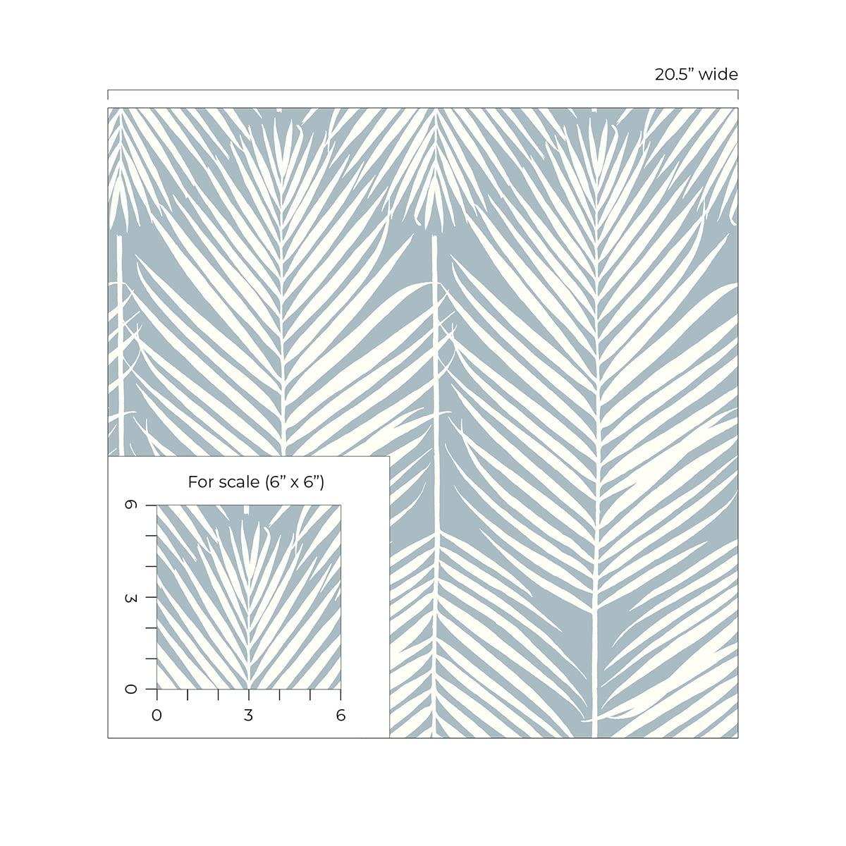 Seabrook Designs Light Blue Palm Silhouette Prepasted Wallpaper