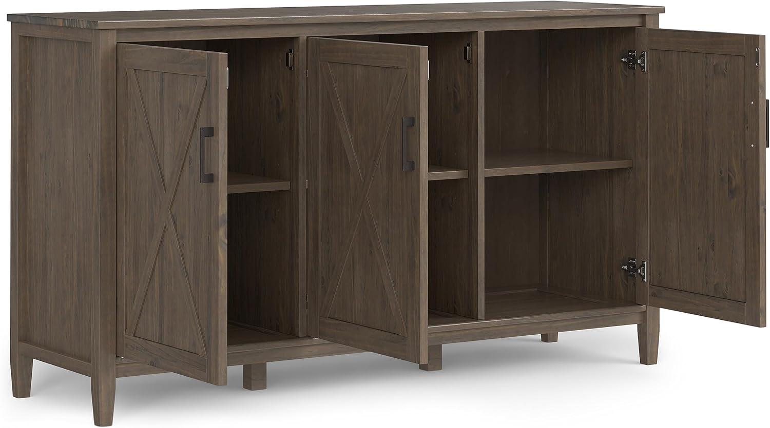 Ela SOLID WOOD 60 inch Wide Transitional Wide Storage Cabinet in Smoky Brown