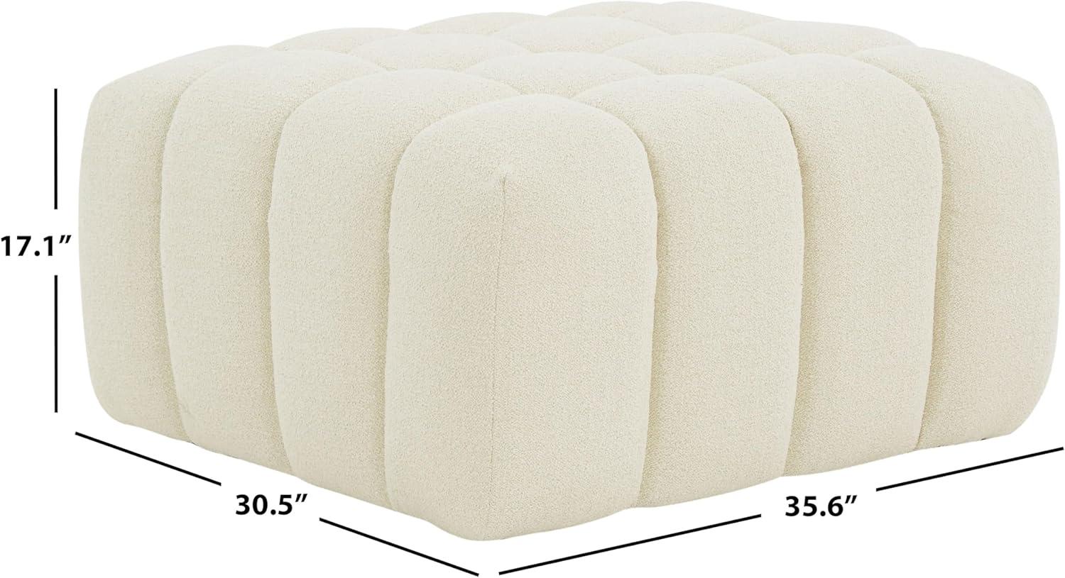 SAFAVIEH Couture Calyna Modern Boucle Tufted Ottoman, Cream