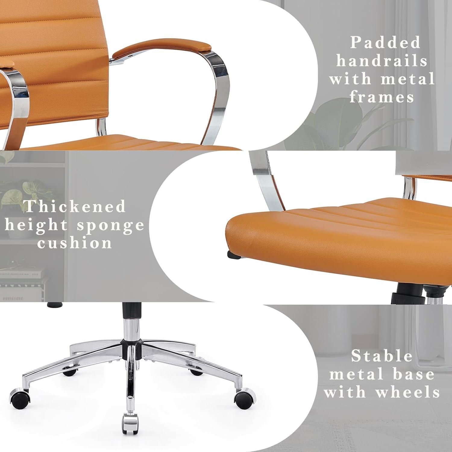 Ergonomics Modern Desk Chair - Executive Office Chair with Armrests, Adjustable Swivel, Black Leather