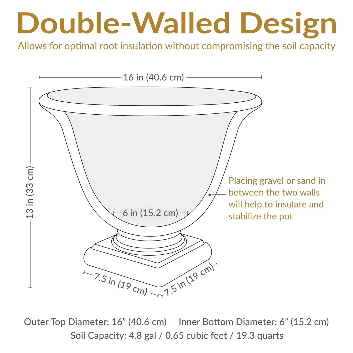 SunnyDaze Decor Darcy 16" x 16" x 13" Round Polyresin Urn Outdoor Planter Pot
