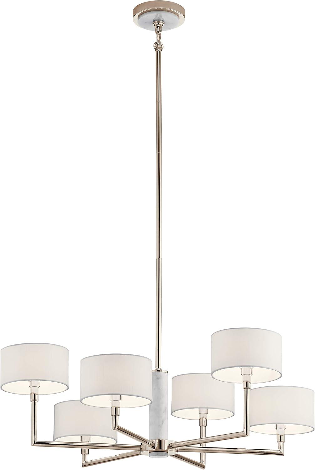 Laurent 33" Polished Nickel 6-Light Candle Chandelier