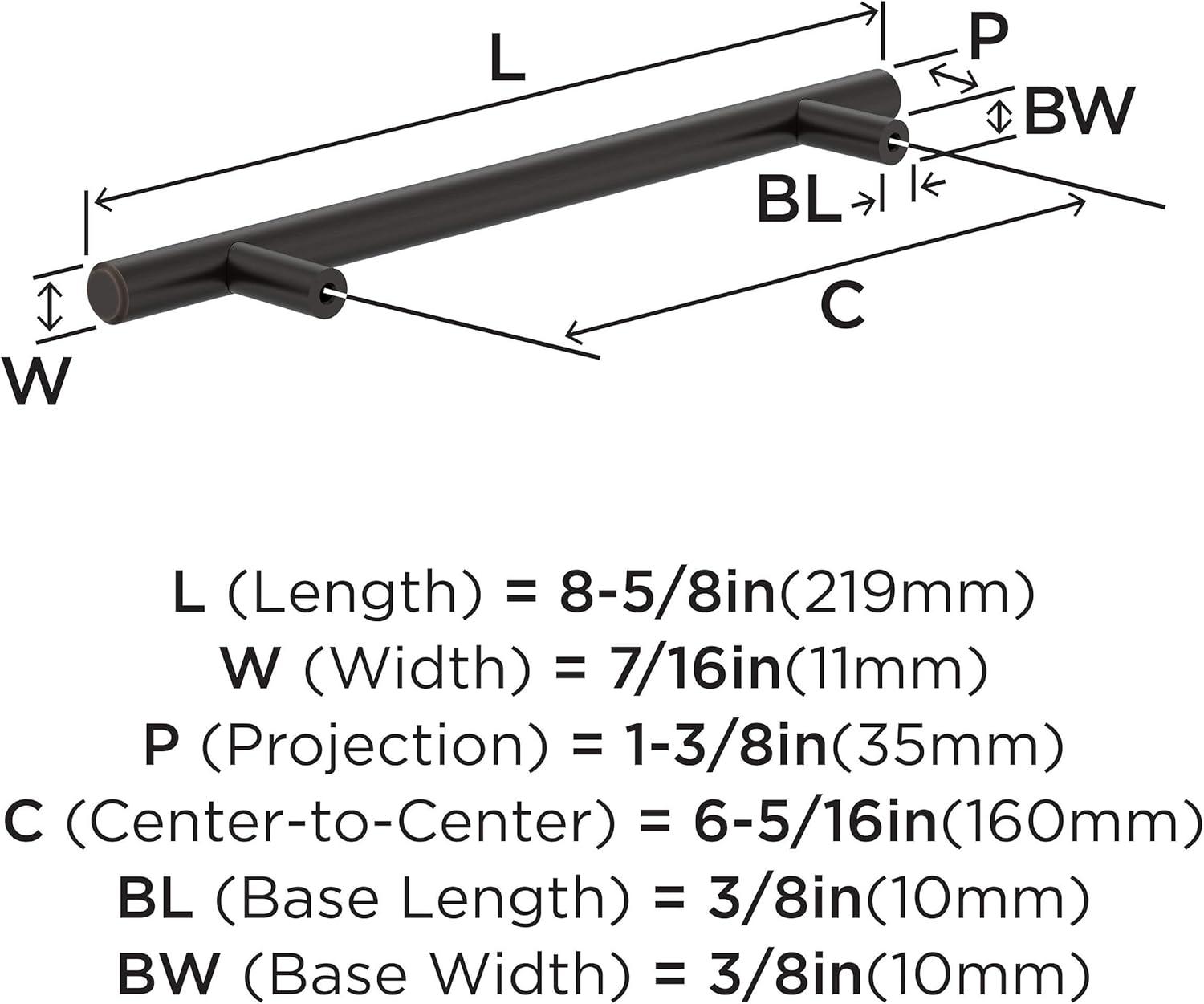 Bar Pulls 6-5/16 inch (160mm) Center-to-Center Black Bronze Cabinet Pull