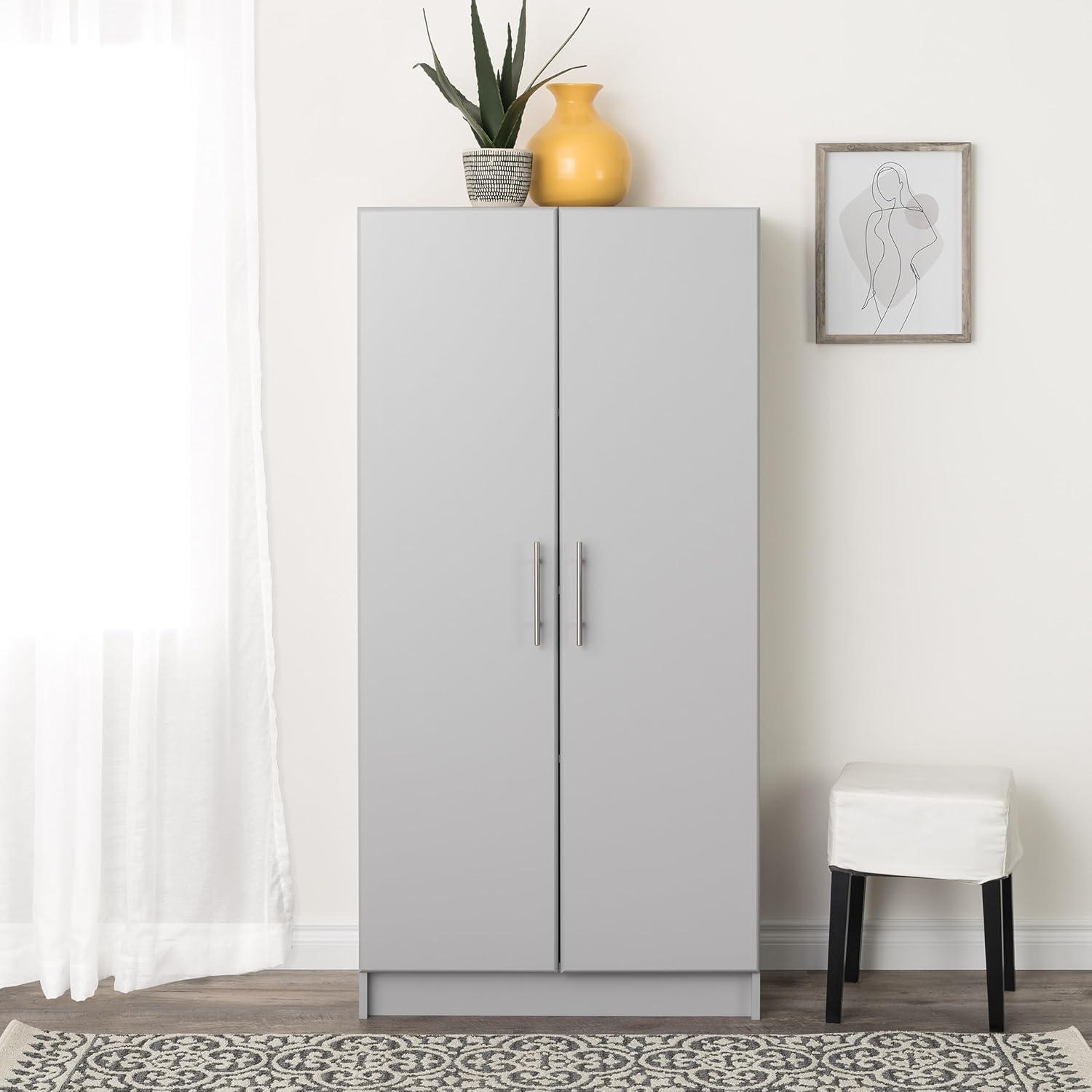 Sophisticated Gray 60" Freestanding Cabinet with Adjustable Shelves