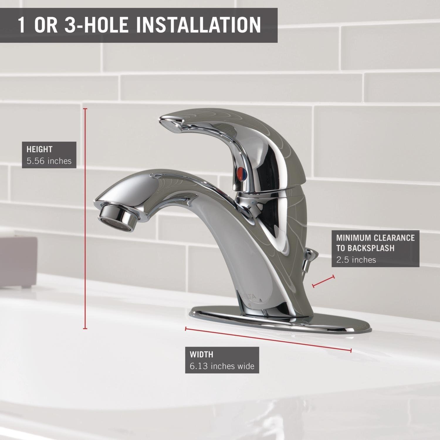 Classic Single Hole Bathroom Faucet with Drain Assembly, Single Handle Bathroom Sink Faucet