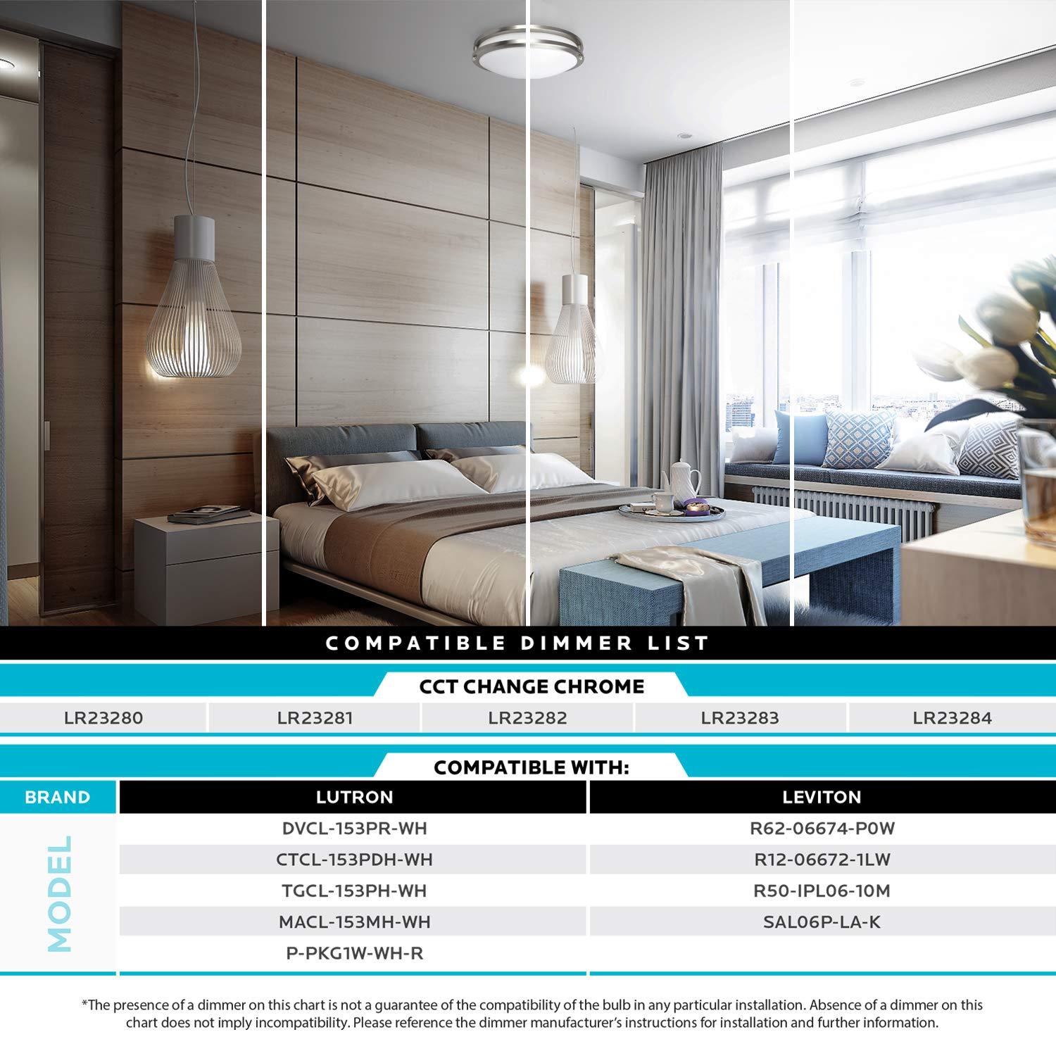 Luxrite 14 Inch LED Flush Mount Ceiling Light, Color Temperature Selectable 2700K / 3000K / 3500K / 4000K / 5000K
