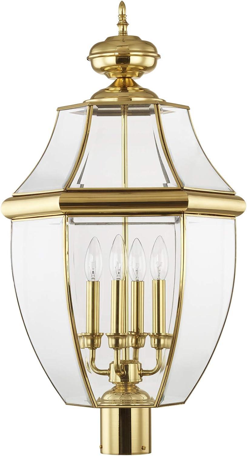 Lighting Lumens 4 Light Outdoor Post Lantern Pendant Lighting Fixture - Clear Beveled Glass Shade
