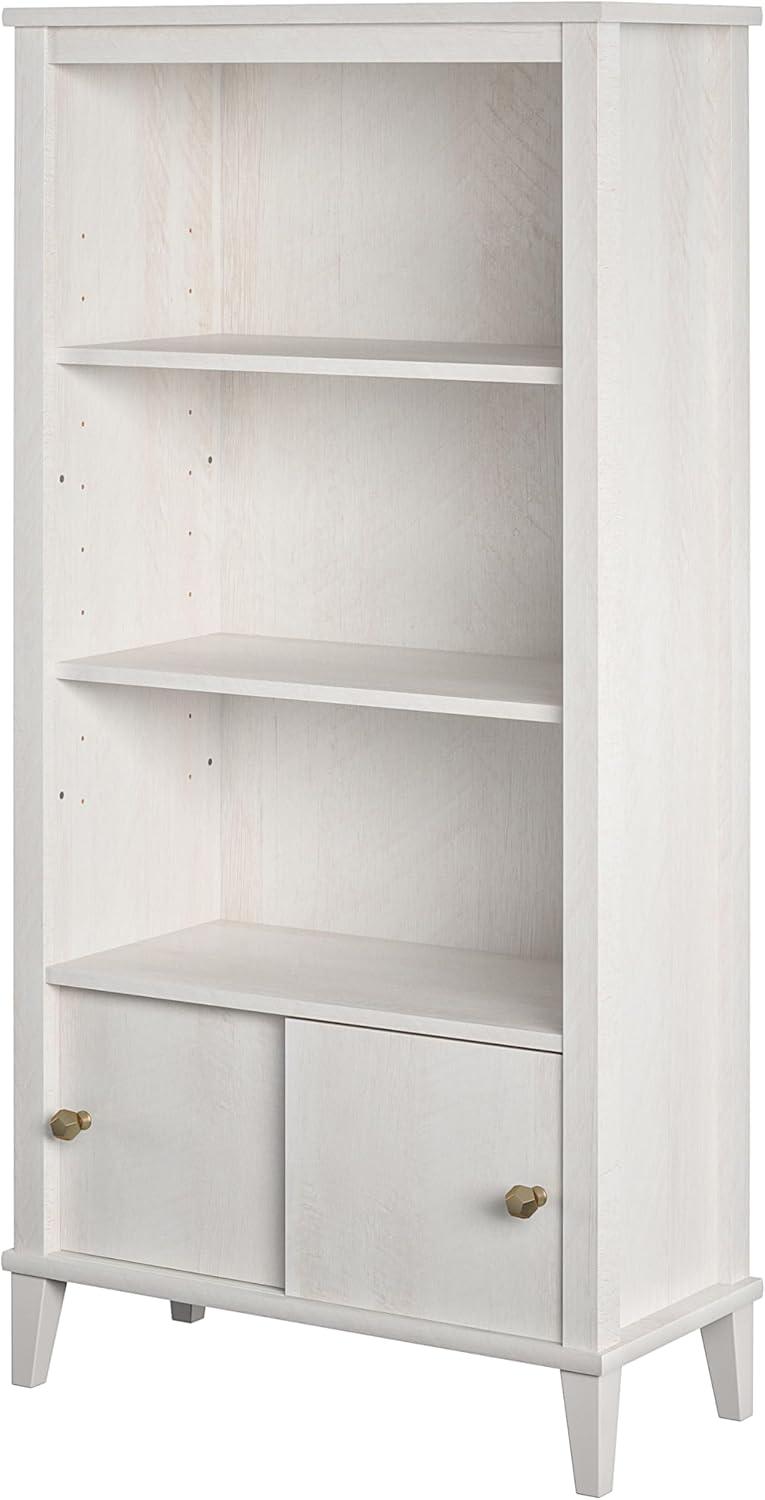 Adjustable Ivory Oak MDF Kids' Bookcase with Cubby Storage