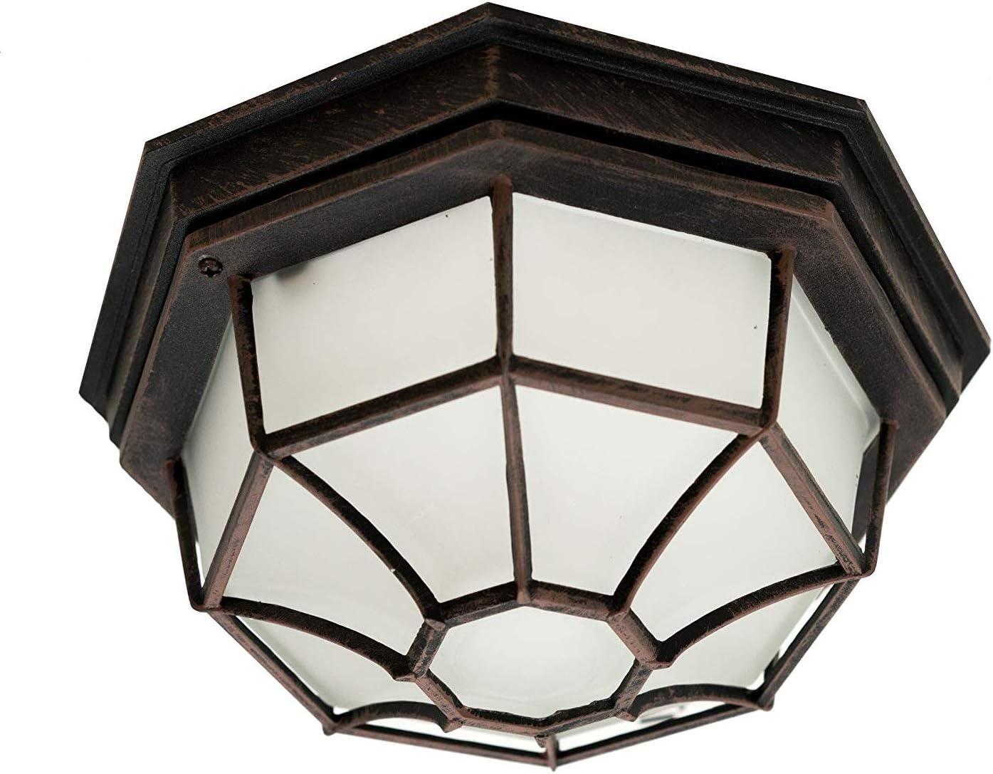 Trans Globe Lighting 40582 Wagon Wheel 1 Light Outdoor Flush Mount Ceiling Fixture - Rust