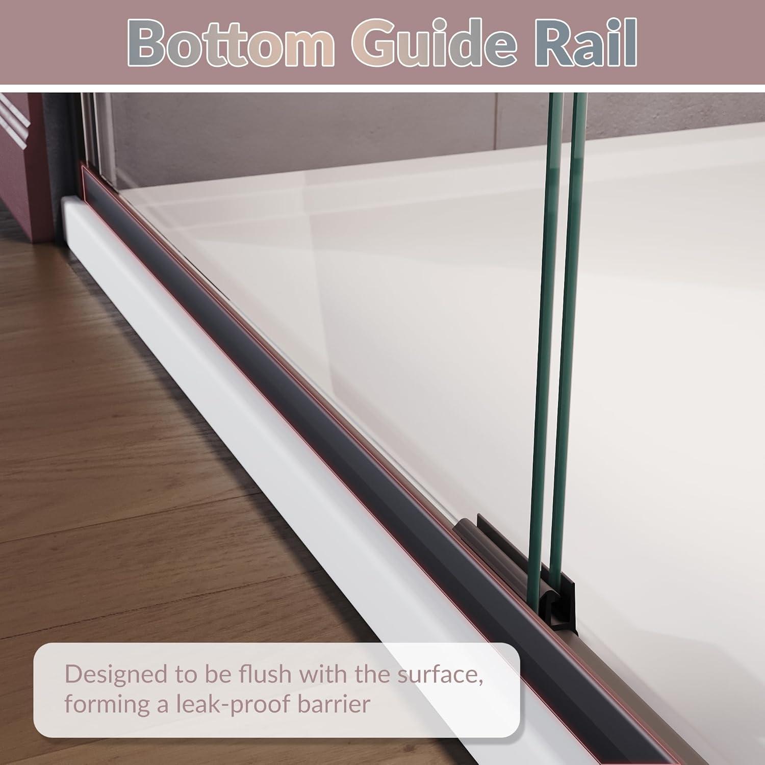 Elegant  Semi-Frameless Double Sliding Shower Doors in Brushed Nickel Finish Various Sizes Shower Enclosure 54''W x 72''H