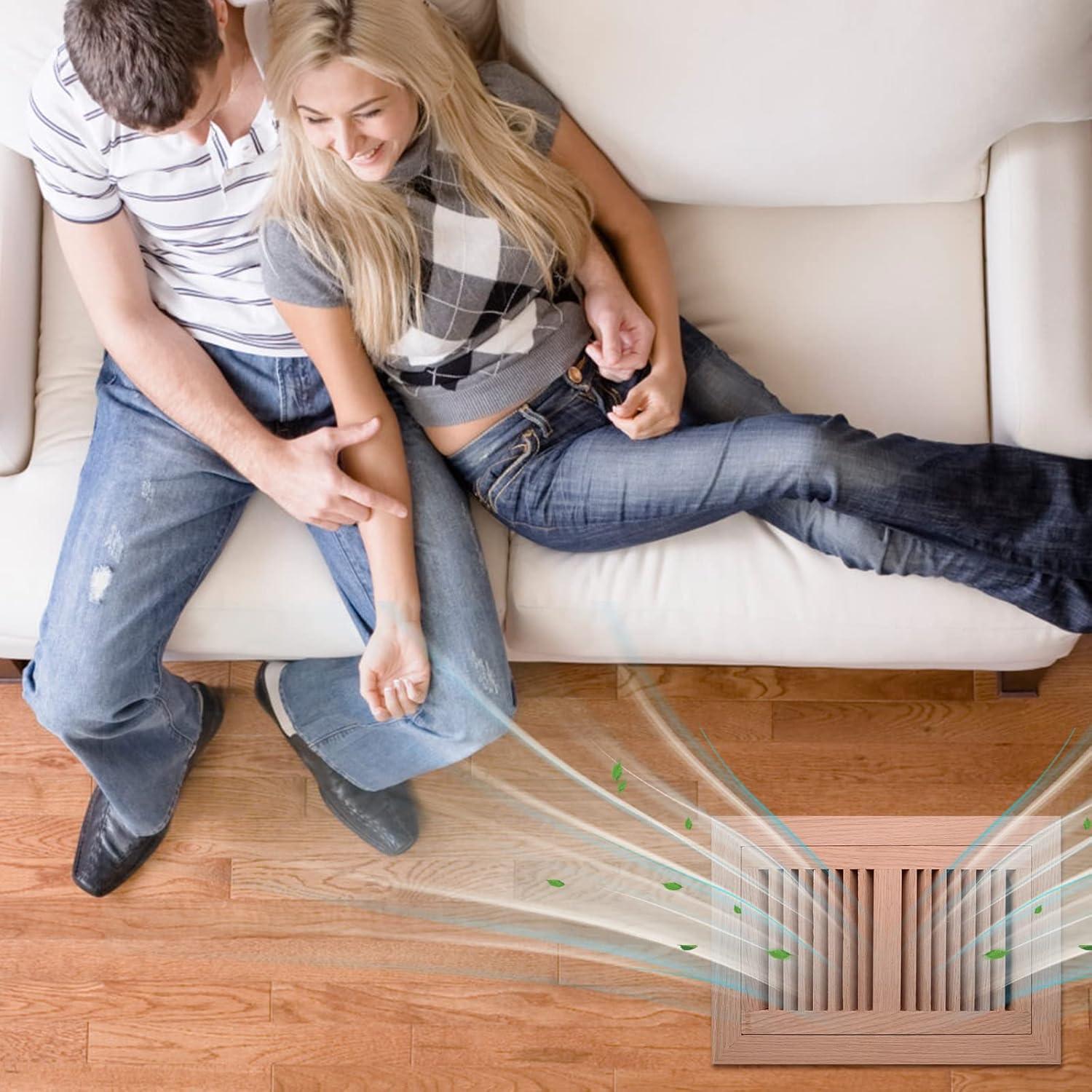 Hardwood White Oak Floor Register, Flush Mount with Frame, 4x10 Inch, Unfinished