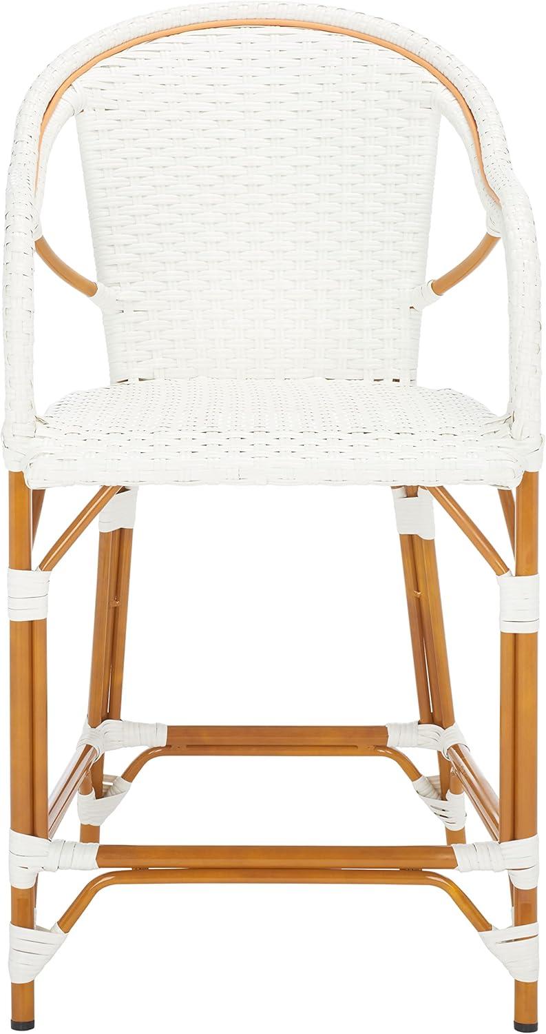 California Counter Stool With Arms - Indoor/Outdoor - PAT7533 - White - Safavieh