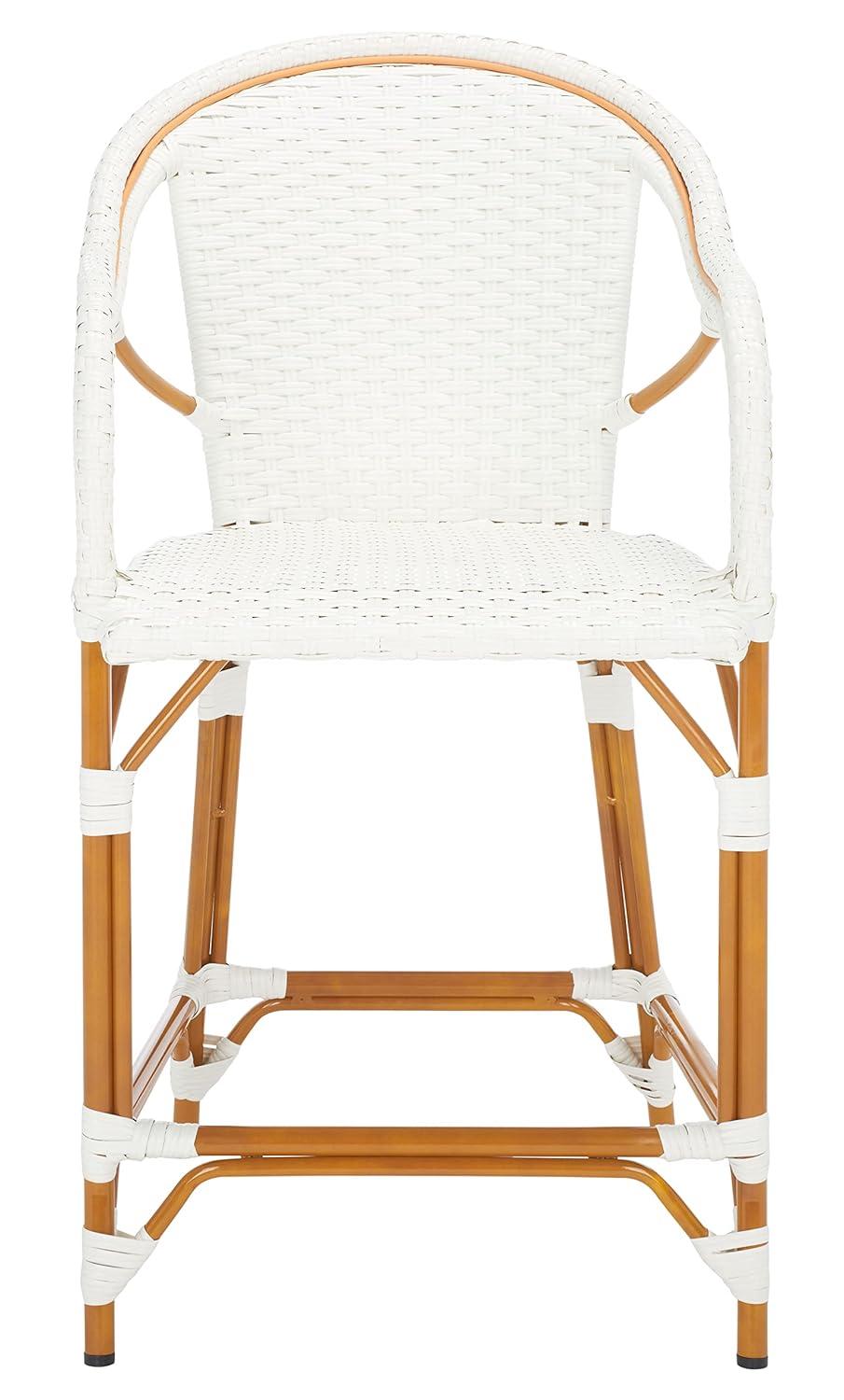 California Counter Stool With Arms - Indoor/Outdoor - PAT7533 - White - Safavieh