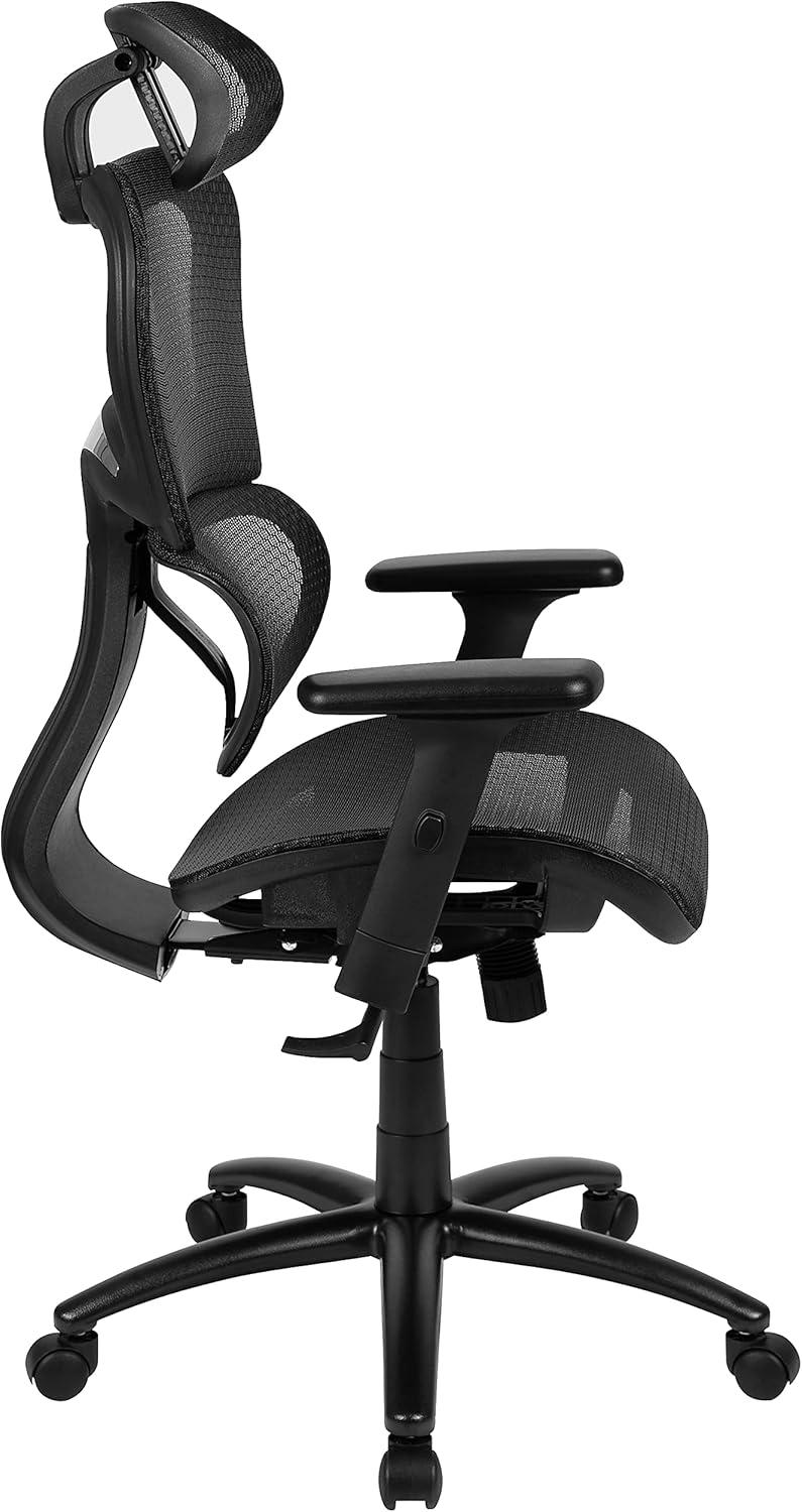 Flash Furniture Ergonomic Mesh Office Chair with 2-to-1 Synchro-Tilt, Adjustable Headrest, Lumbar Support, and Adjustable Pivot Arms