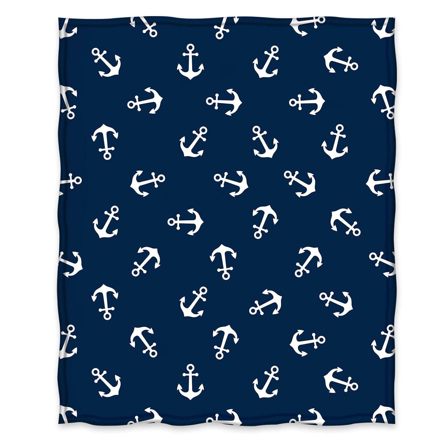 Jekeno Nautical Anchor Blanket Gifts for Men Women Kids Boys Birthday Christmas for Dad Husband Son Fathers Day Presents Sea Adventure Ocean Theme Navy Throw Blankets Dark Blue 50"x60"