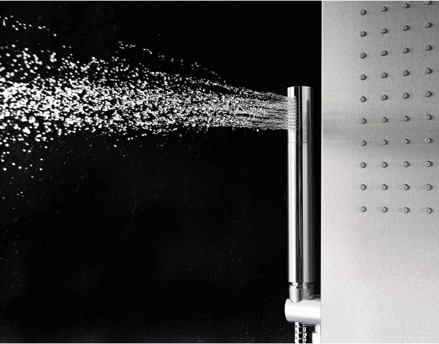 Stainless Steel 65'' Thermostatic Shower Panel with Rainfall and Handheld Shower