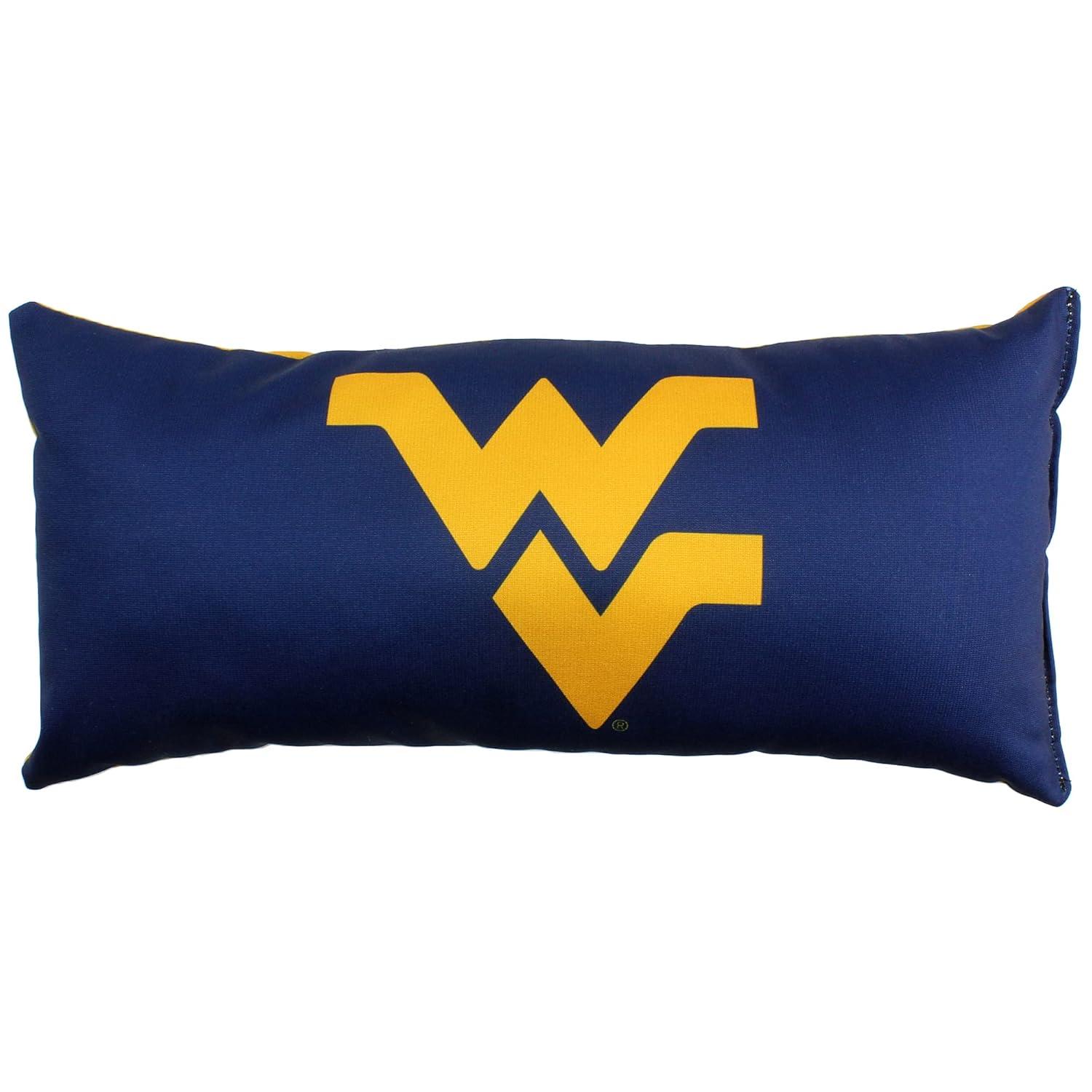 College Covers Solid Color Bolster Travel Pillow, 1 Count (Pack of 1), West Virginia Mountaineers