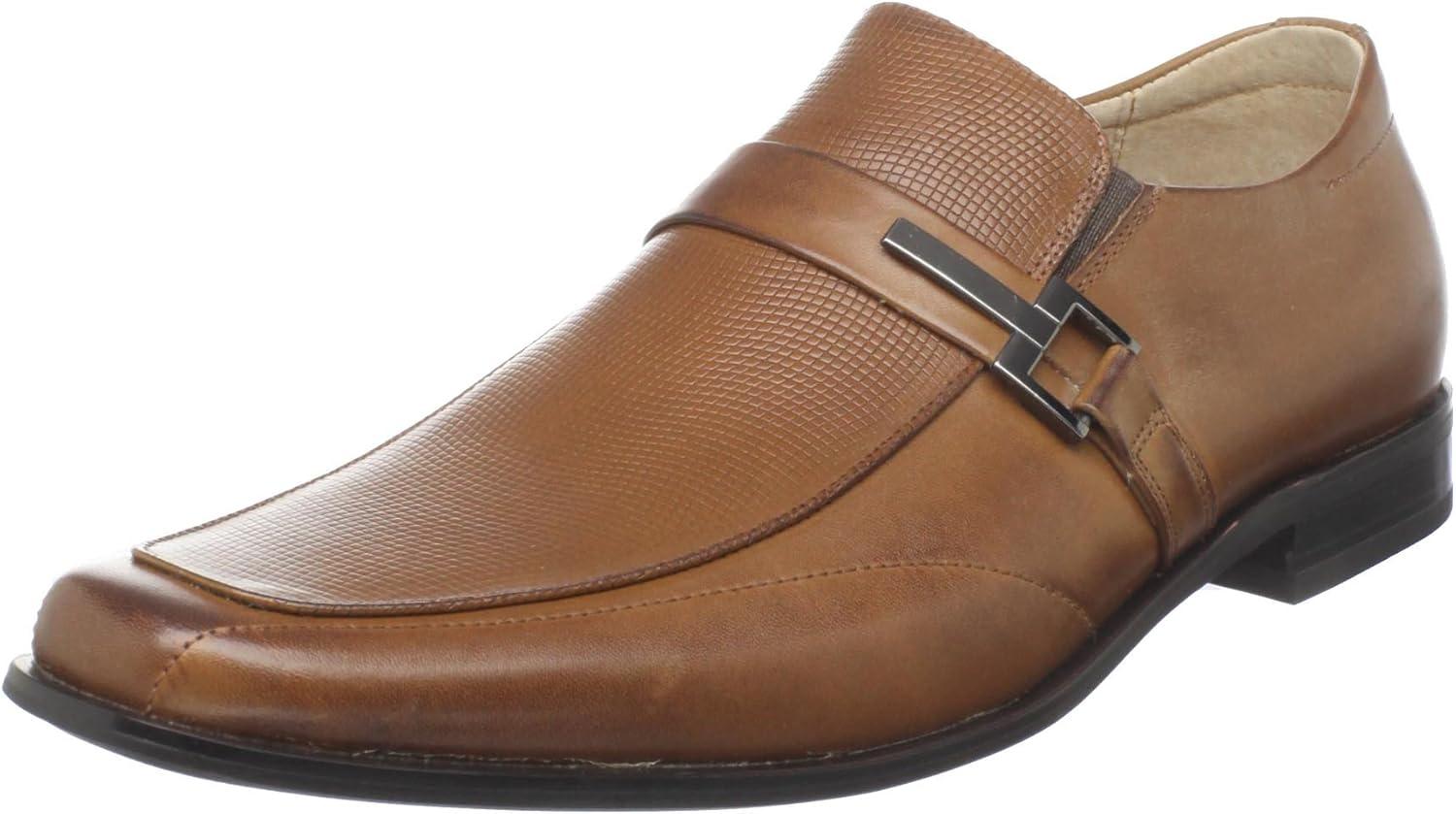 STACY ADAMS Men's Beau Moc Toe Bit Slip-On Loafer 10 Cognac