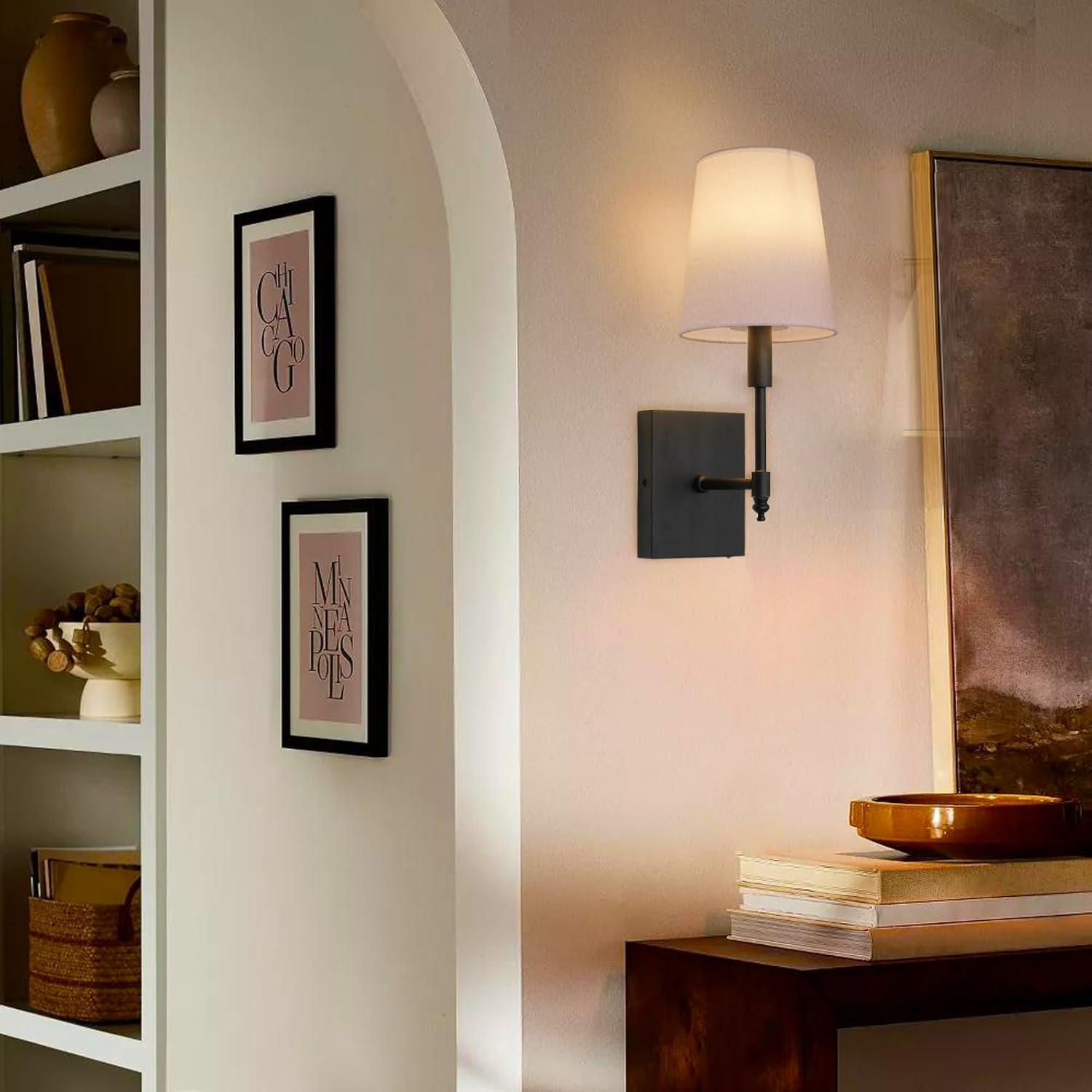 Battery Operated Black Wall Sconce Set Of 2,not Hardwired Fixture Wireless Wall Light ,dimmable Picture Sconces Cordless ,Easy To Install Battery Powered Lamp,for Bedroom, Lounge, Farmhouse Gallery