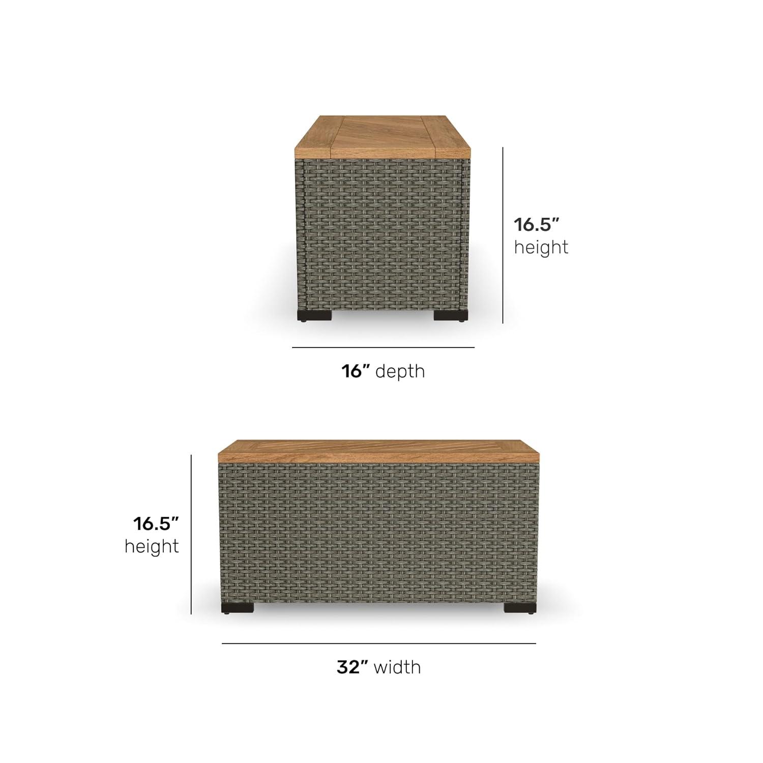 Homestyles Boca Raton Rattan Outdoor Storage Table in Brown