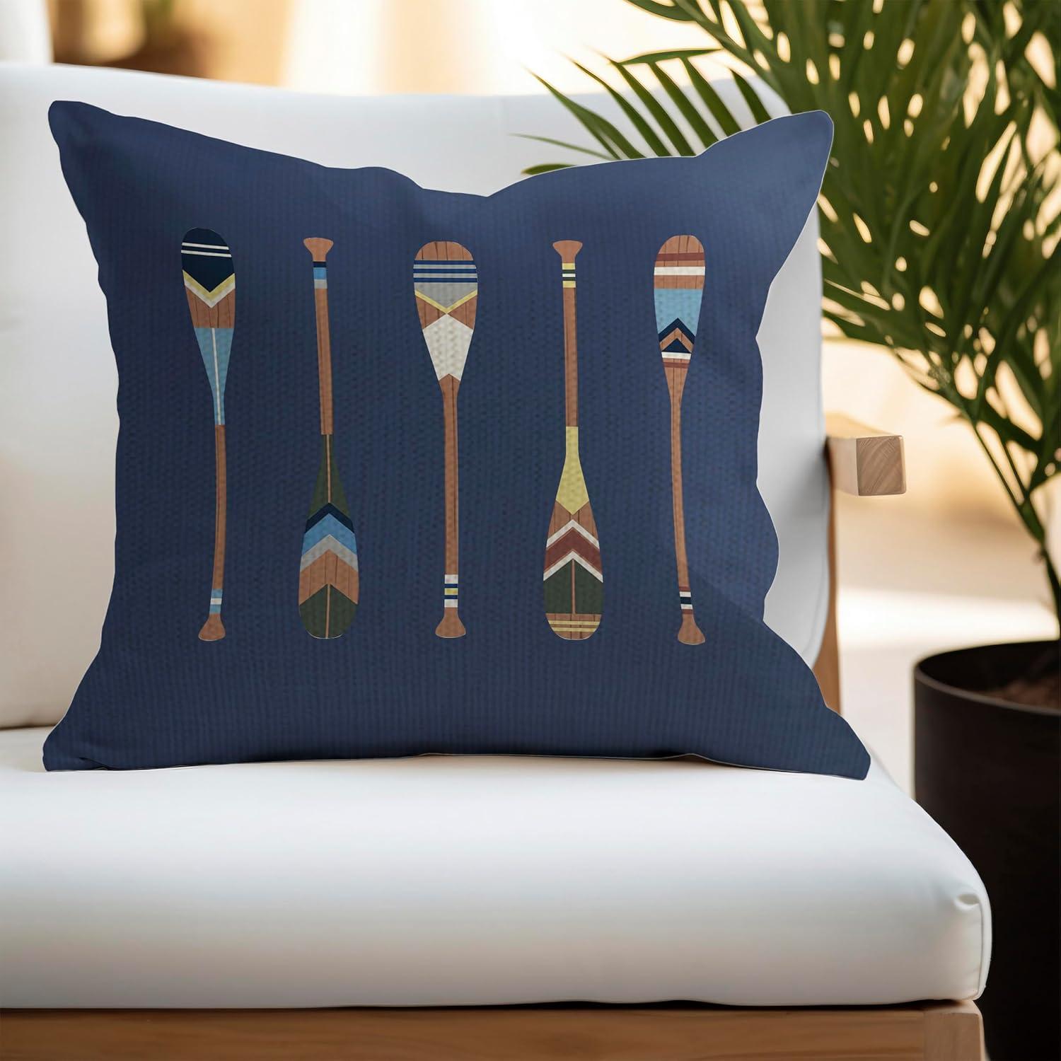 The Lake House Lake Throw Pillow Case, 18 x 18 Inch Set of 4, Lake Paddle Decor, Lake House Rules Decor, Lake House Decor, Lake House Room Decor Pillows Cover for Sofa Couch Bed (Blue)