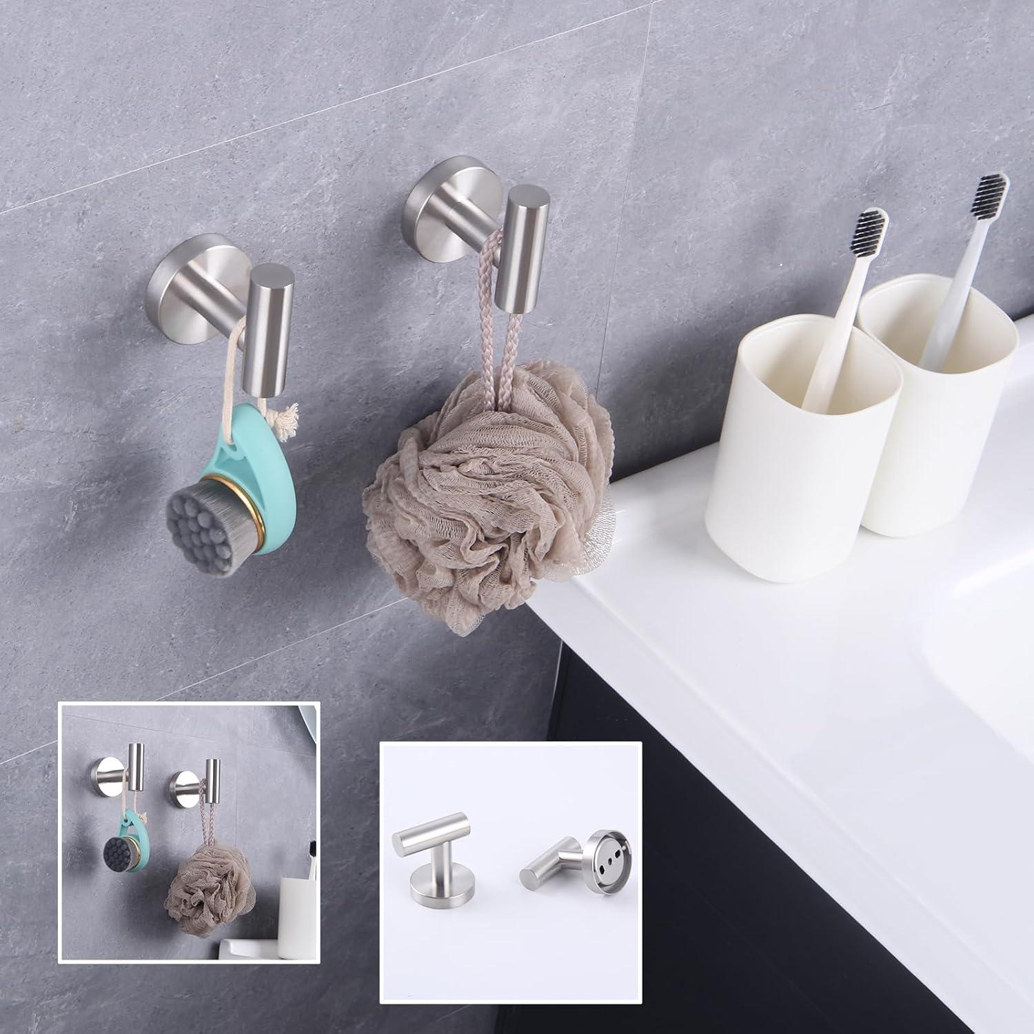 Bathroom Towel Hook SUS 304 Stainless Steel Single Coat/Robe Clothes Hook for Bath Kitchen Contemporary Hotel Style Wall Mounted 2 Pack Brushed Finish