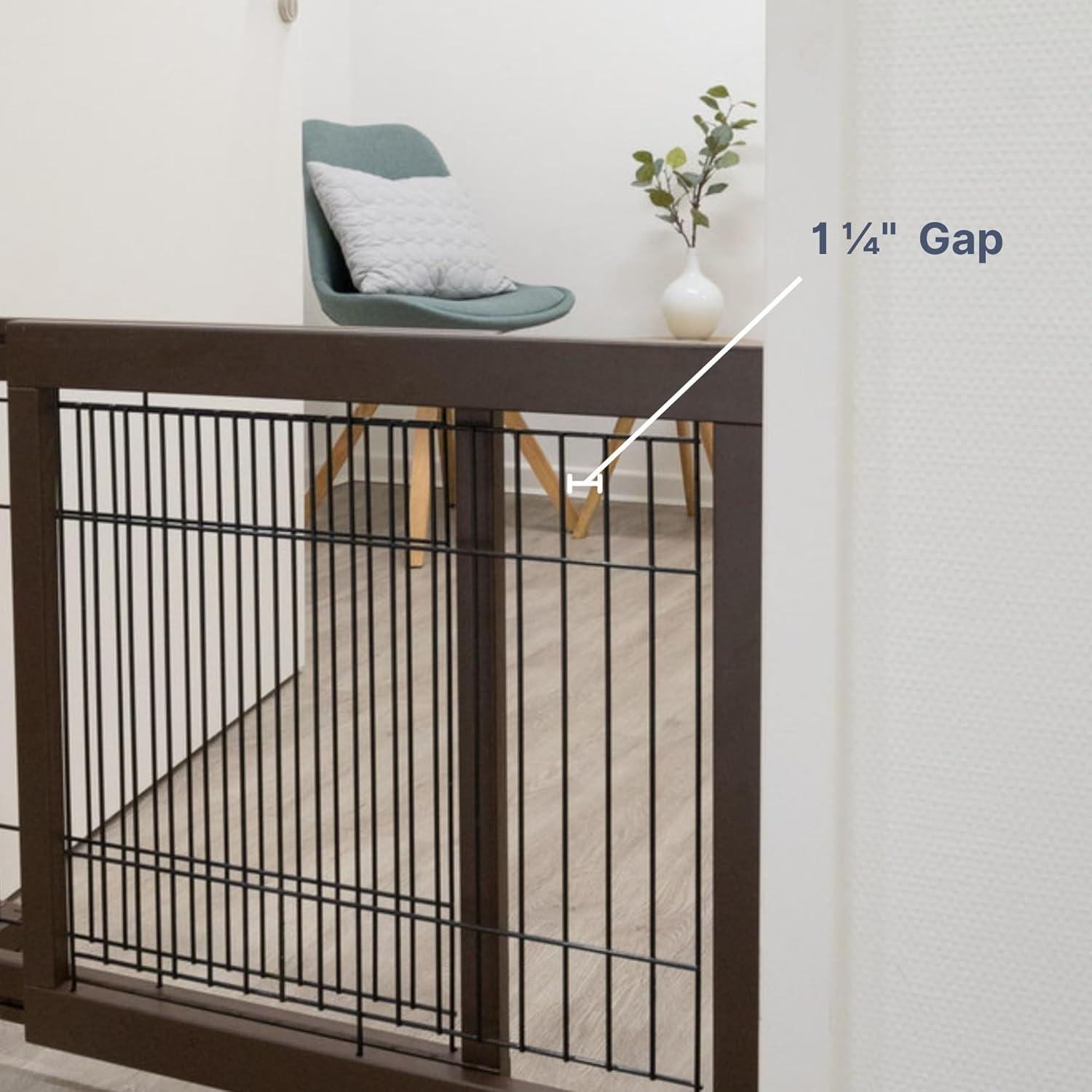 TRIXIE Adjustable Wooden Freestanding Pet Gate, 24" Tall Step Over, Expands to 42.5", Pet Barrier